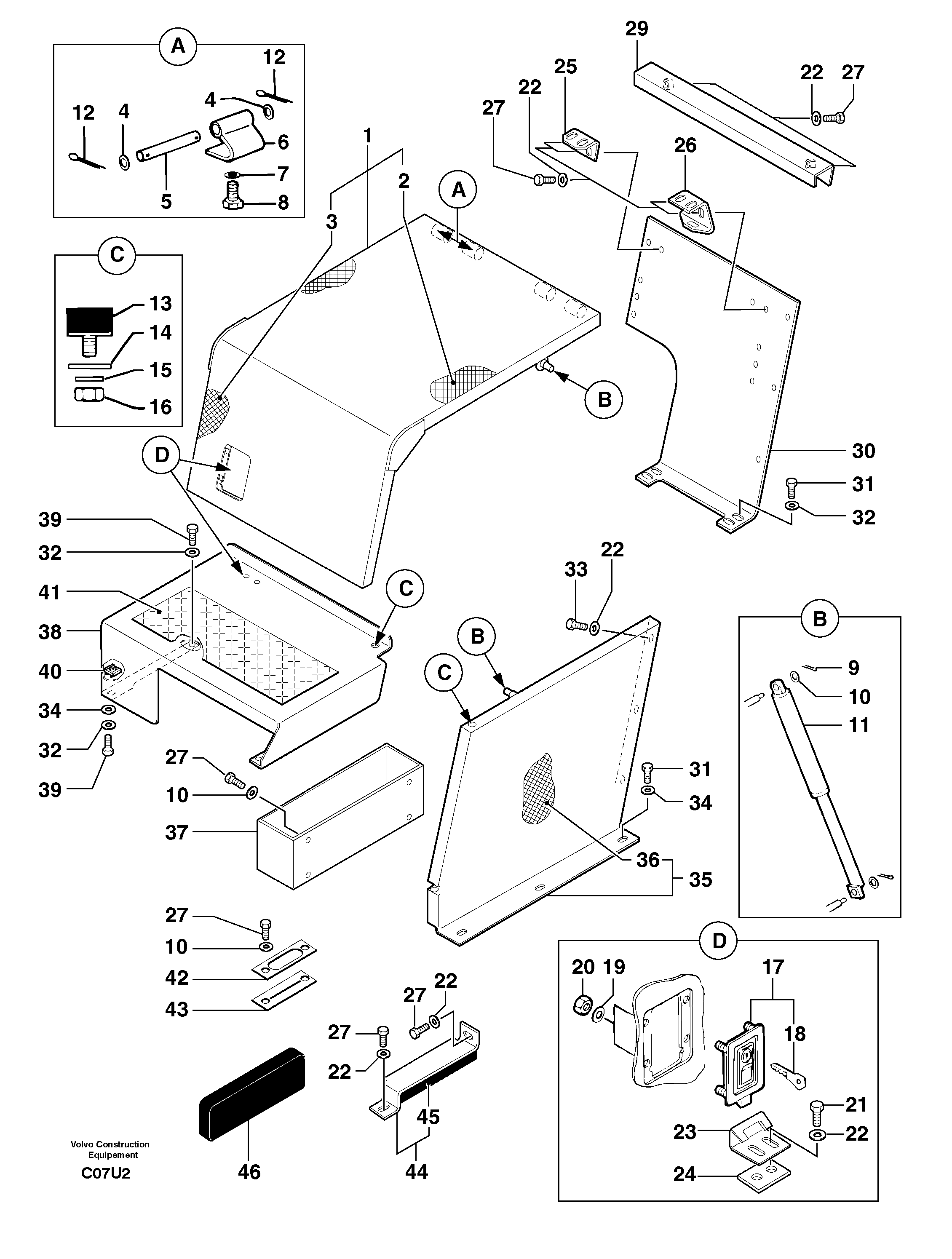 Схема запчастей Volvo EC70 - 3307 Front coverage EC70VV TYPE 233