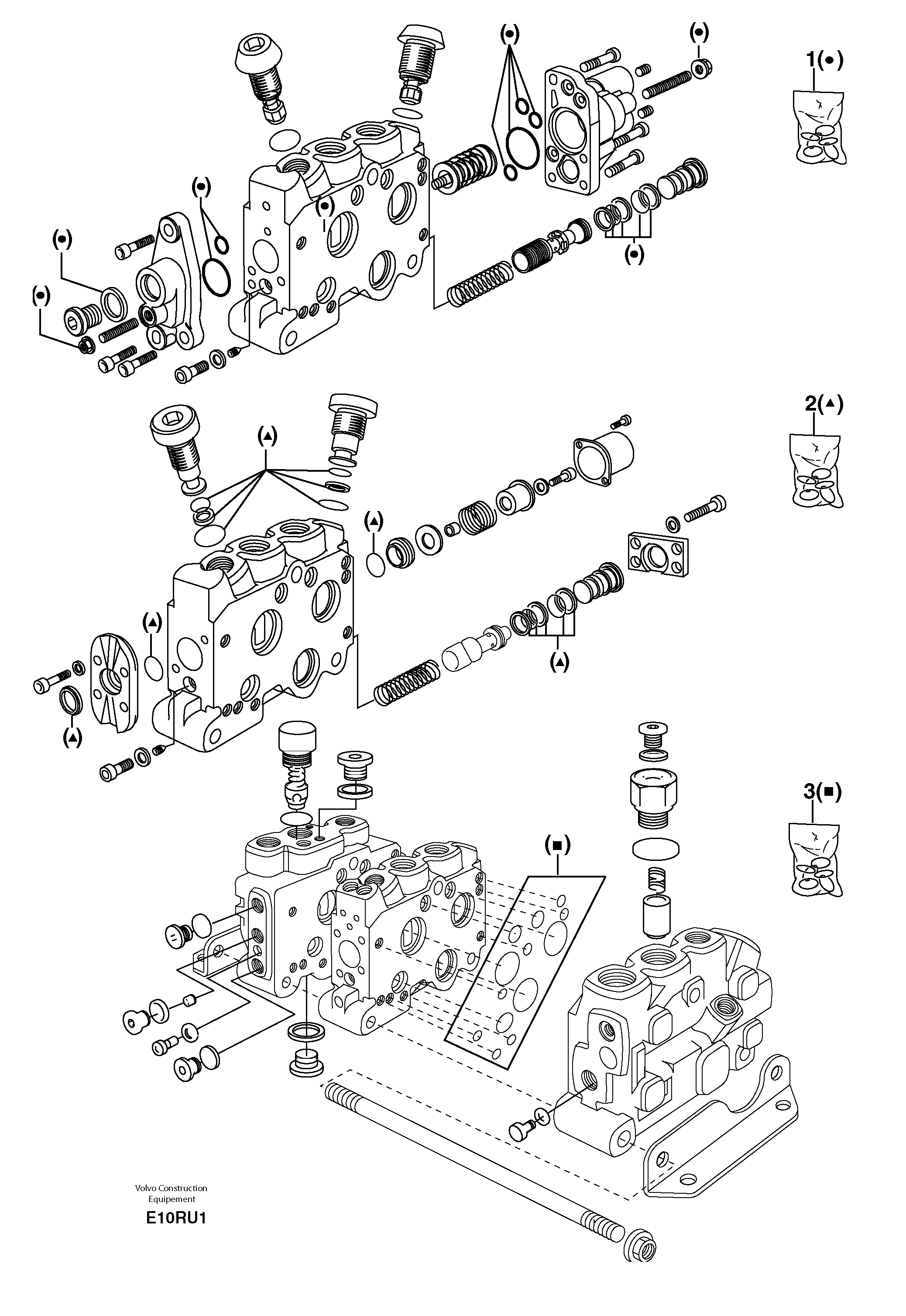 Схема запчастей Volvo EC70 - 1858 Control valve : seal (kit) for complete element EC70 TYPE 233