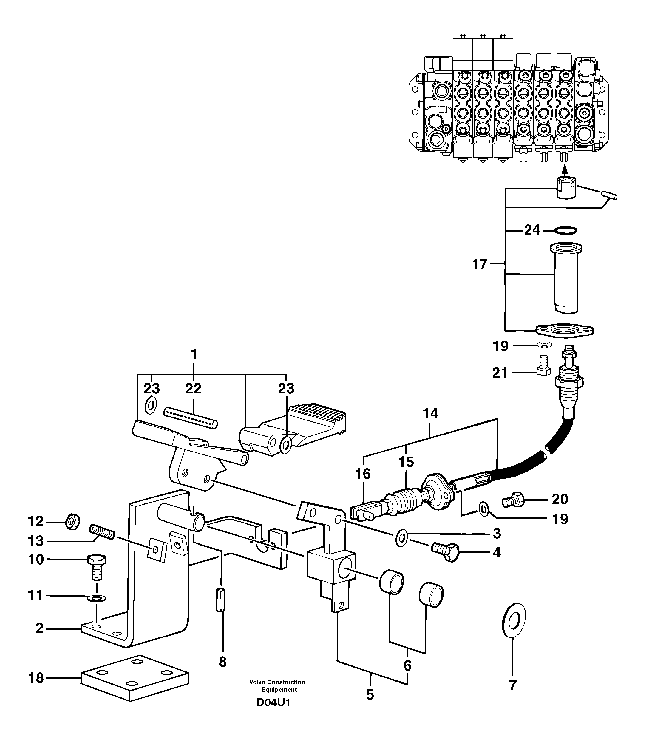 Схема запчастей Volvo EC70 - 2626 Control pedal : accessories on attachment - 90 l/m EC70 TYPE 233