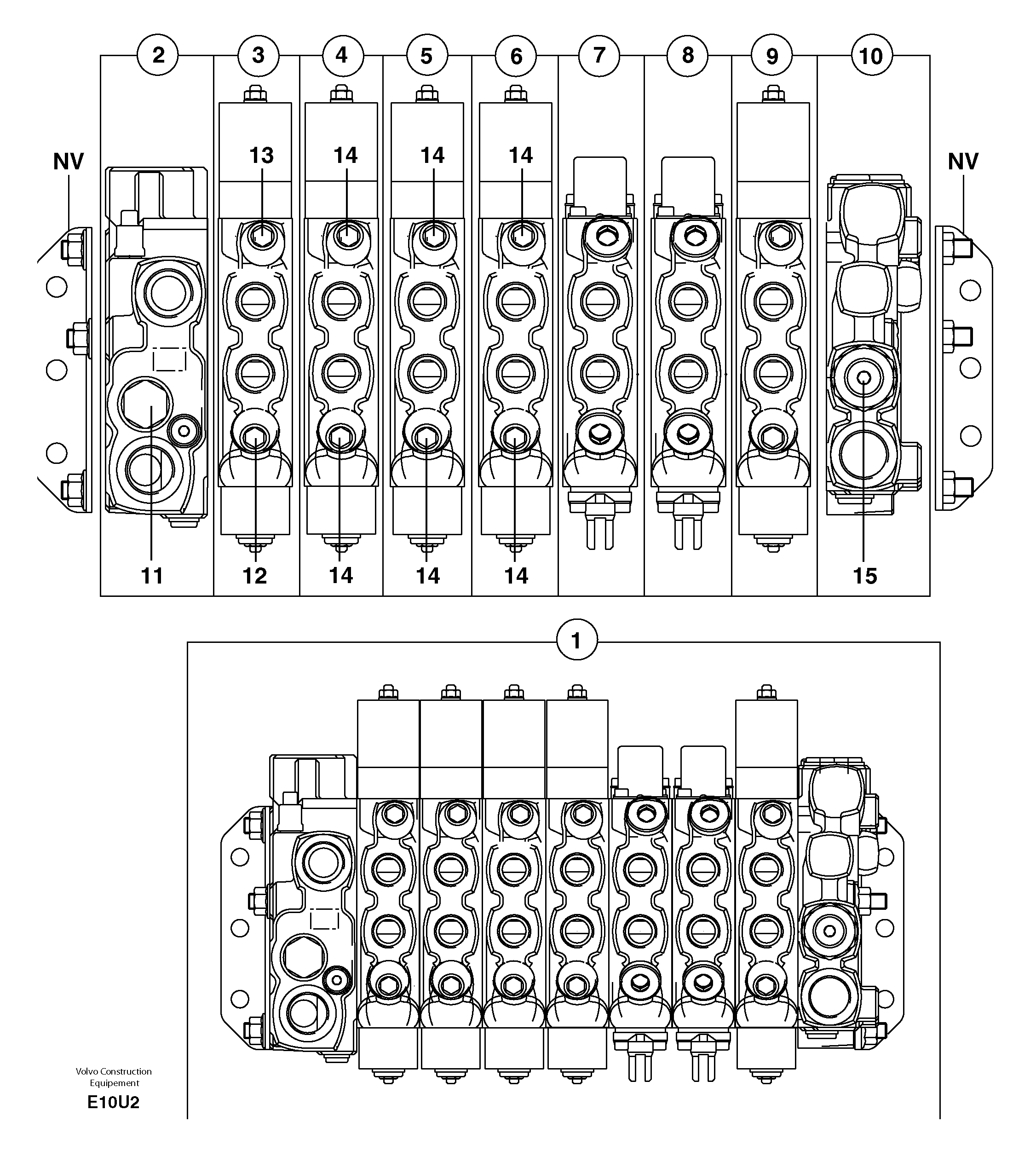 Схема запчастей Volvo EC70 - 17836 Клапан регулирующий (распределительный) семиходовой EC70VV TYPE 233