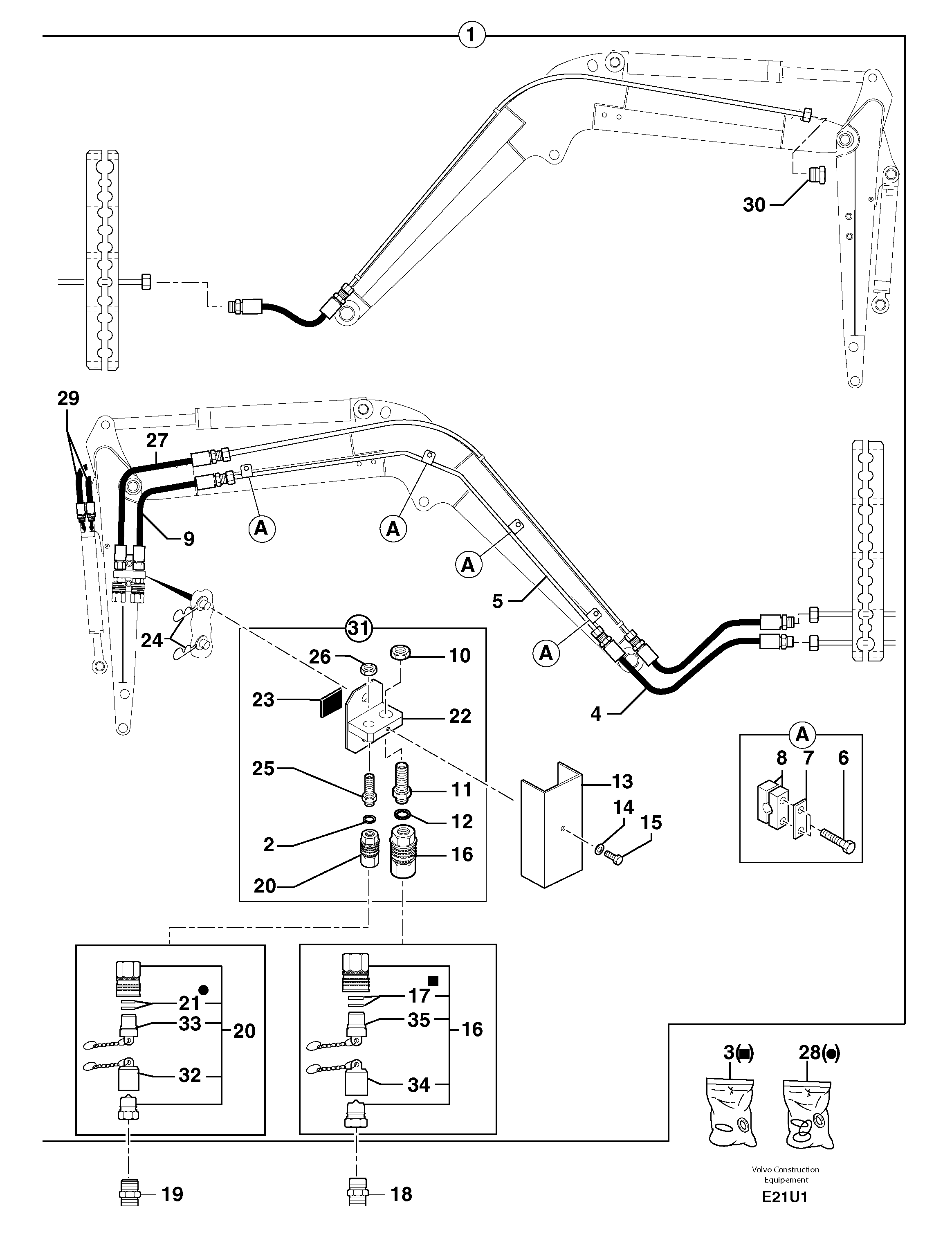 Схема запчастей Volvo EC70 - 105617 Hydraulic circuit ( accessories - 90 l/min ) EC70 TYPE 233