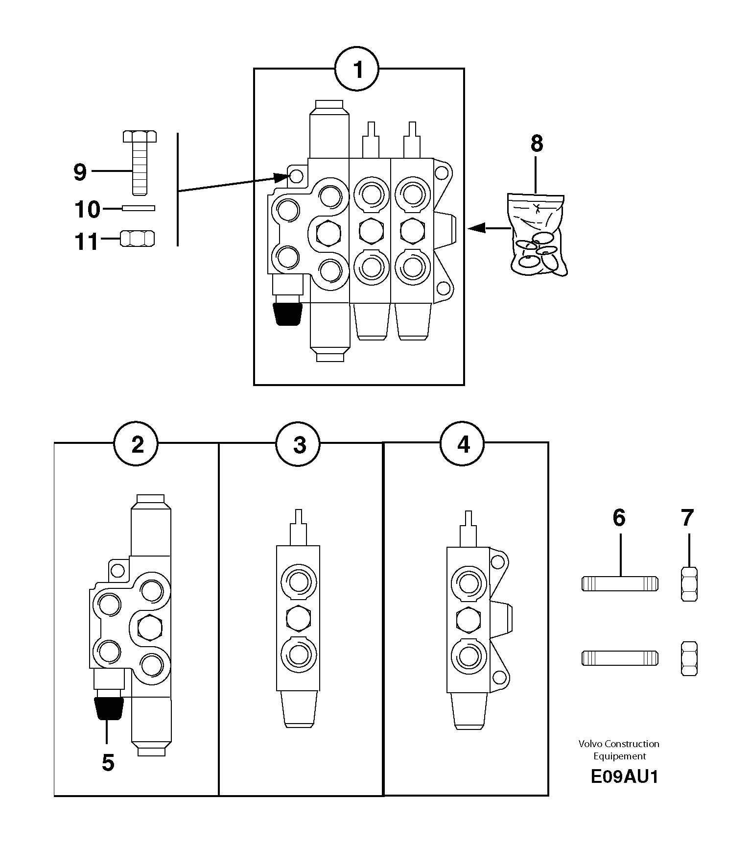 Схема запчастей Volvo EC70 - 3323 Клапан регулирующий (распределительный) трехходовой EC70VV TYPE 233