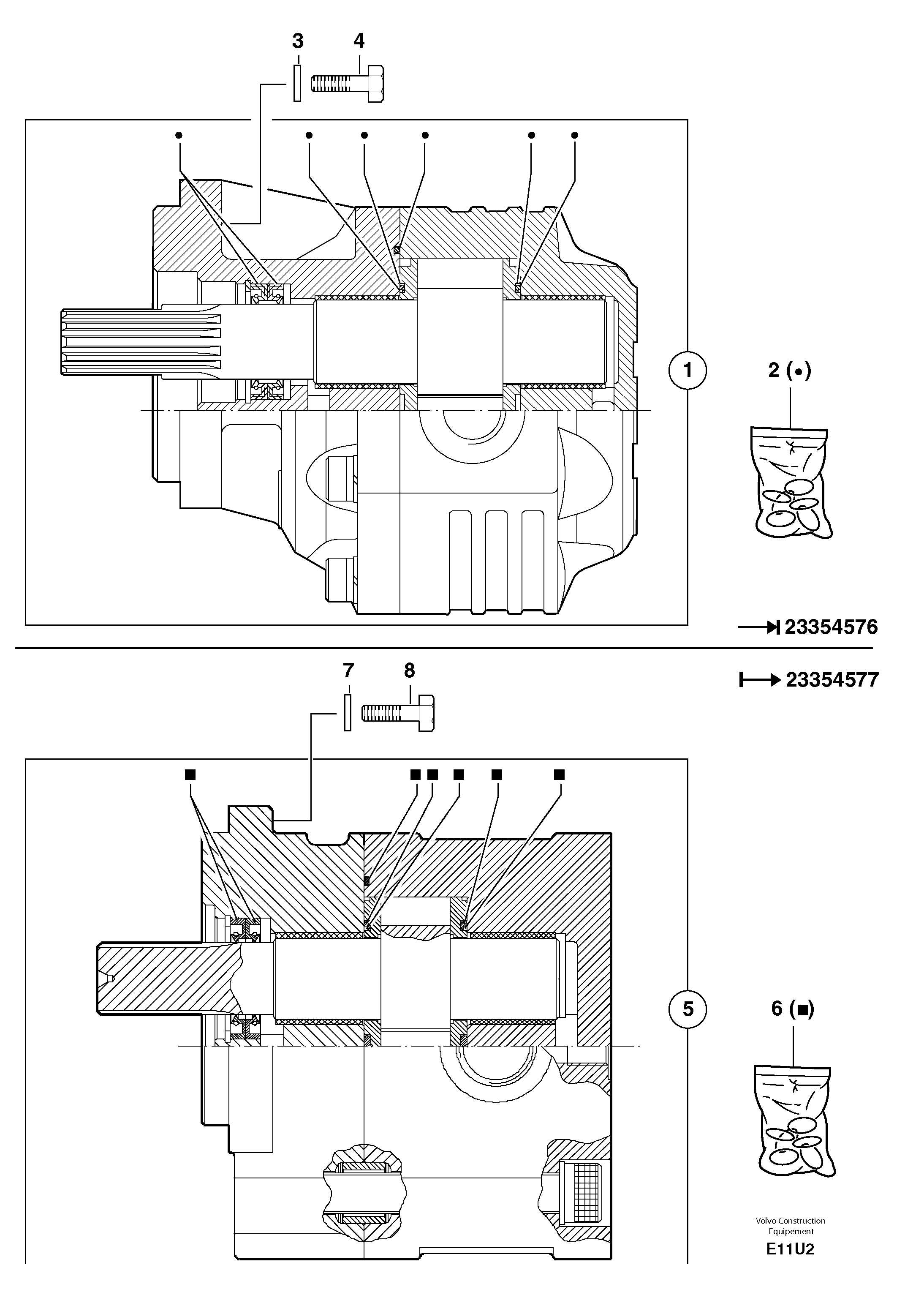 Схема запчастей Volvo EC70 - 2500 Гидронасос (основной насос) EC70VV TYPE 233