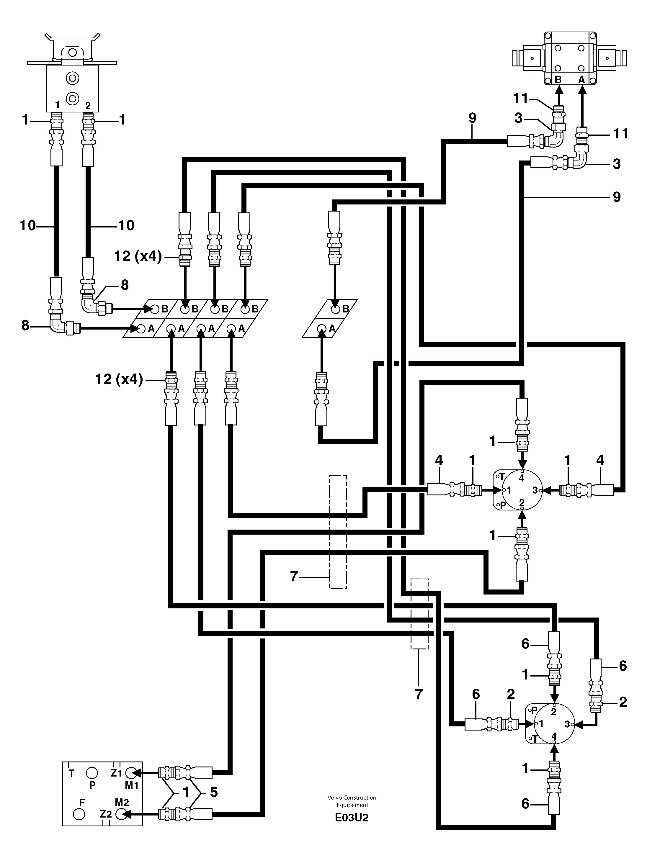 Схема запчастей Volvo EC70 - 102310 Hydr. circuit ( controls attachment ) EC70VV TYPE 233