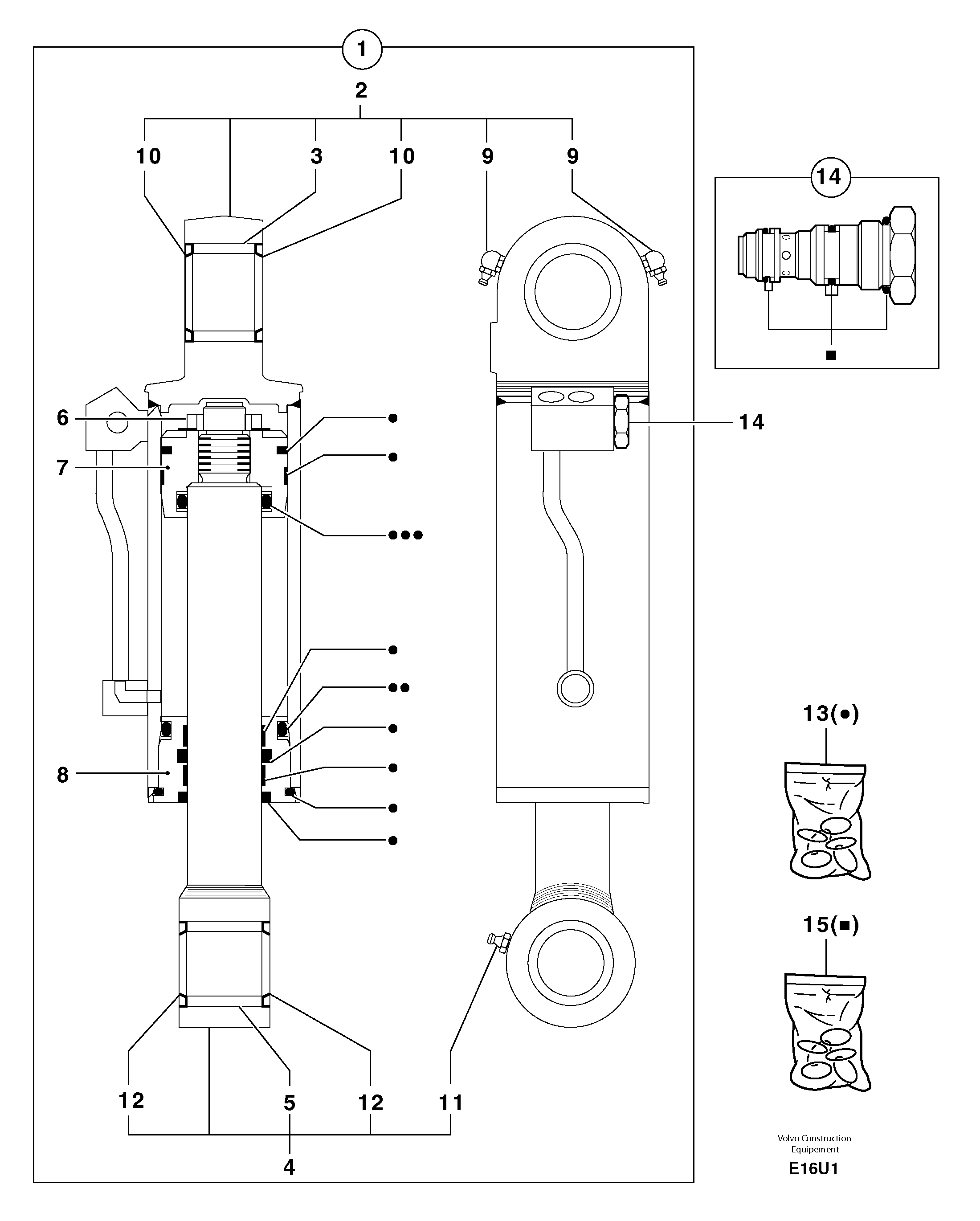 Схема запчастей Volvo EC70 - 2727 Гидроцилиндр отвала EC70 TYPE 233