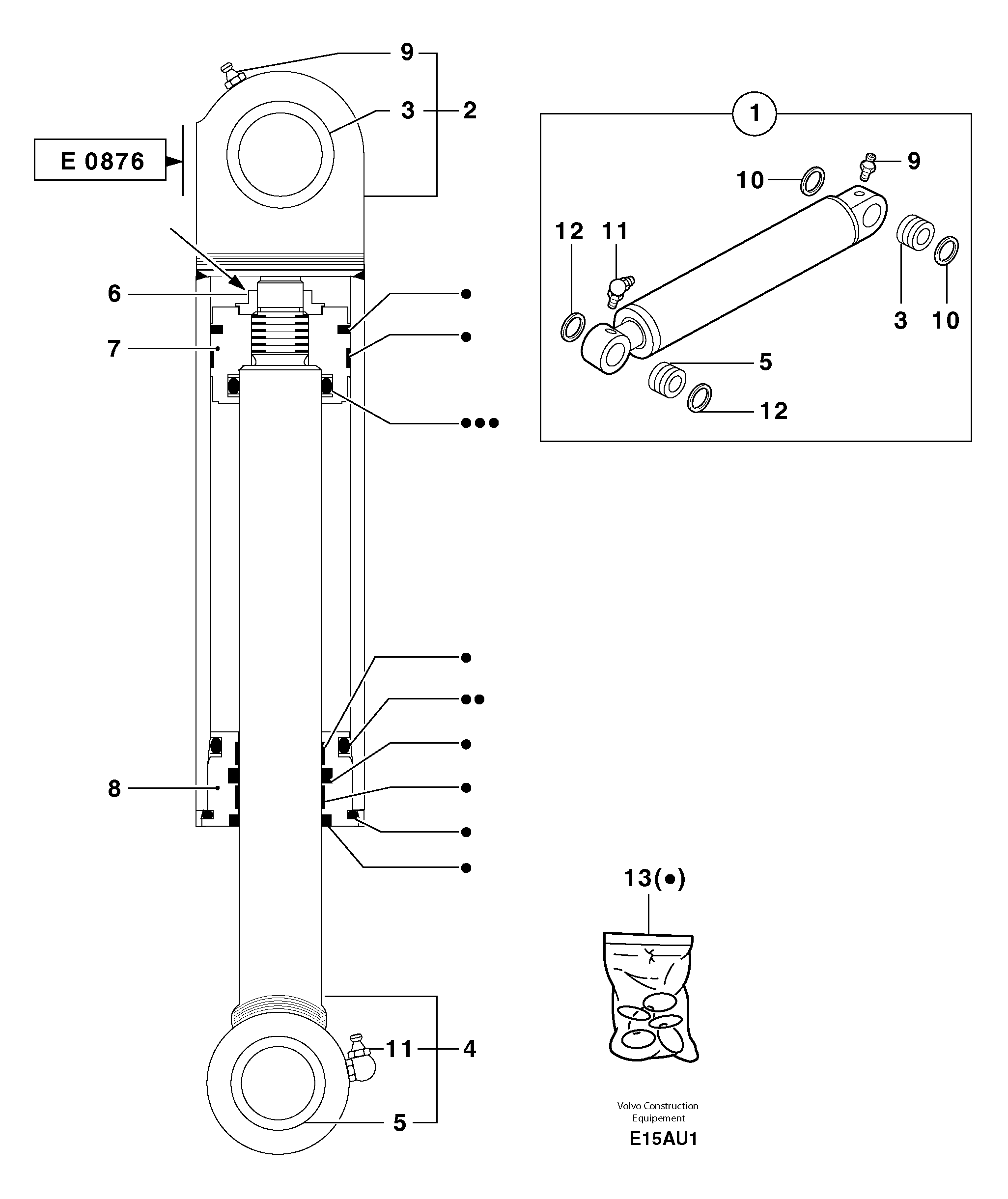 Схема запчастей Volvo EC70 - 2741 Цилиндр ковша EC70 TYPE 233