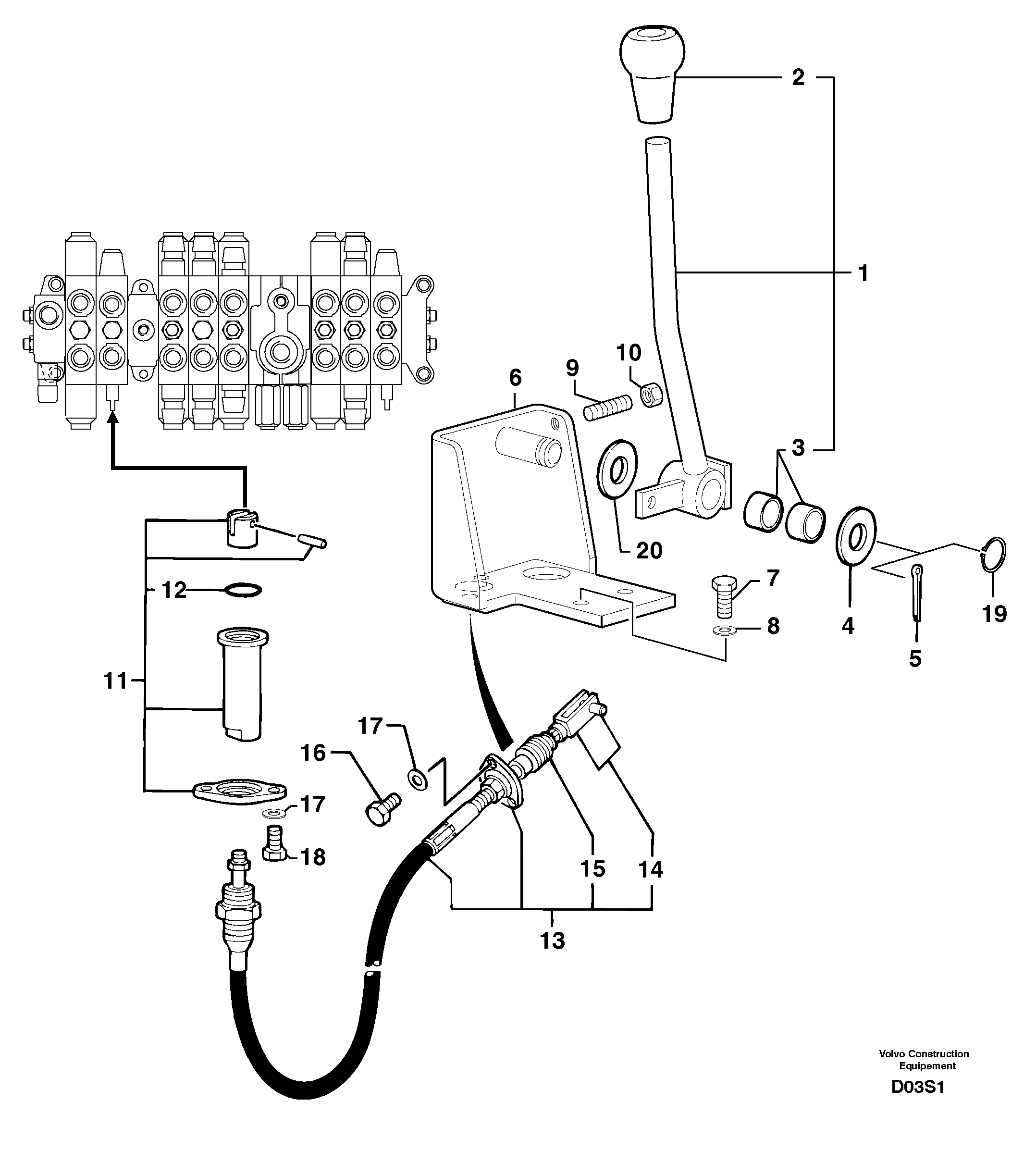 Схема запчастей Volvo EW50 - 6922 Control lever : dozer blade EW50 TYPE 256