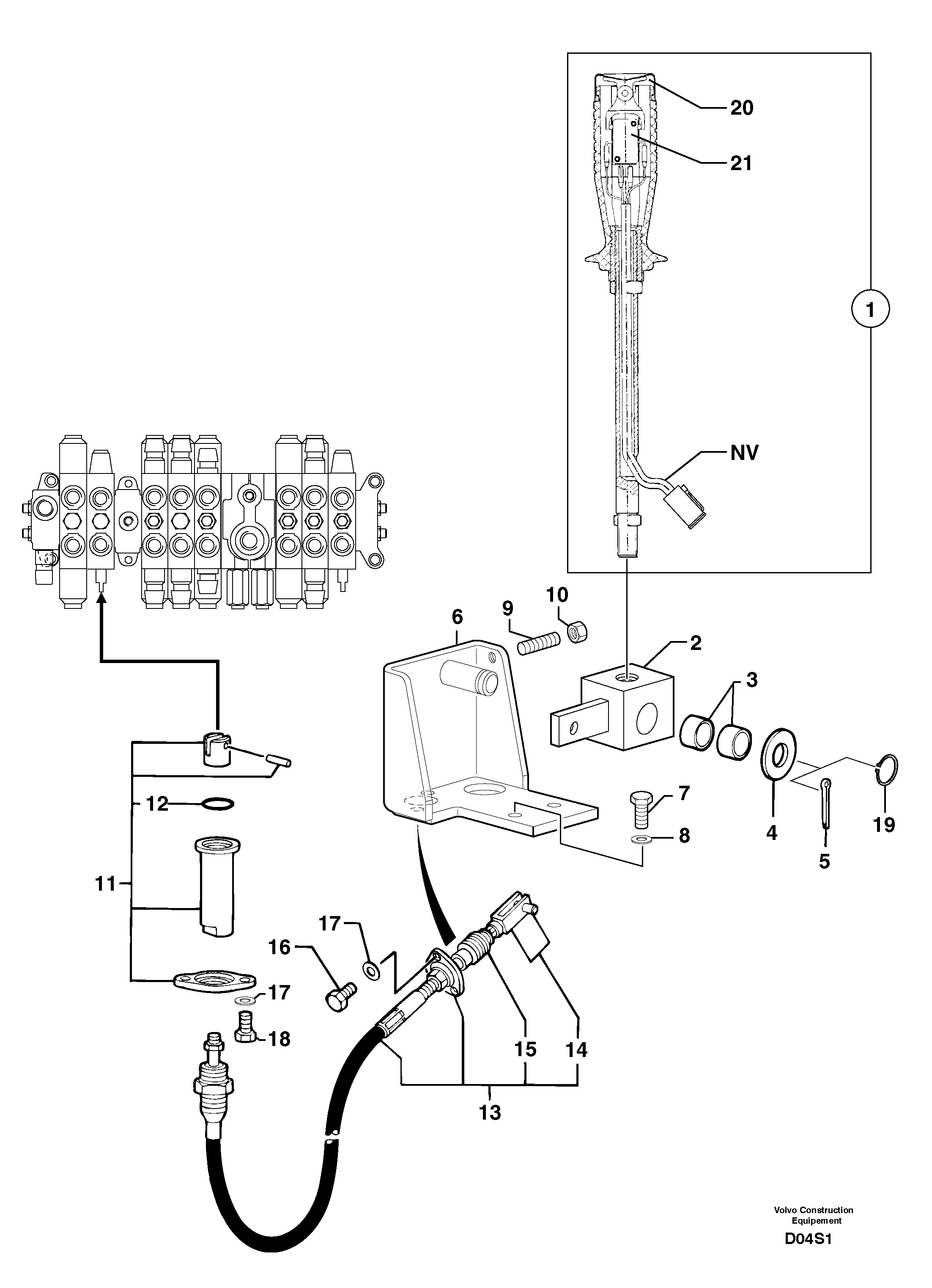 Схема запчастей Volvo EW50 - 6923 Control lever : stabiliser EW50 TYPE 256