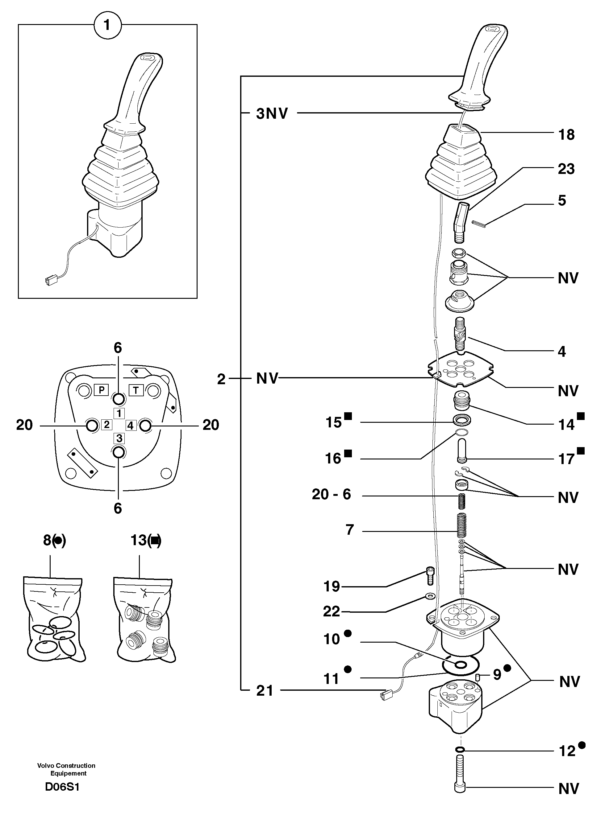 Схема запчастей Volvo EW50 - 13512 Control lever : boom / bucket ( right ) EW50 TYPE 256