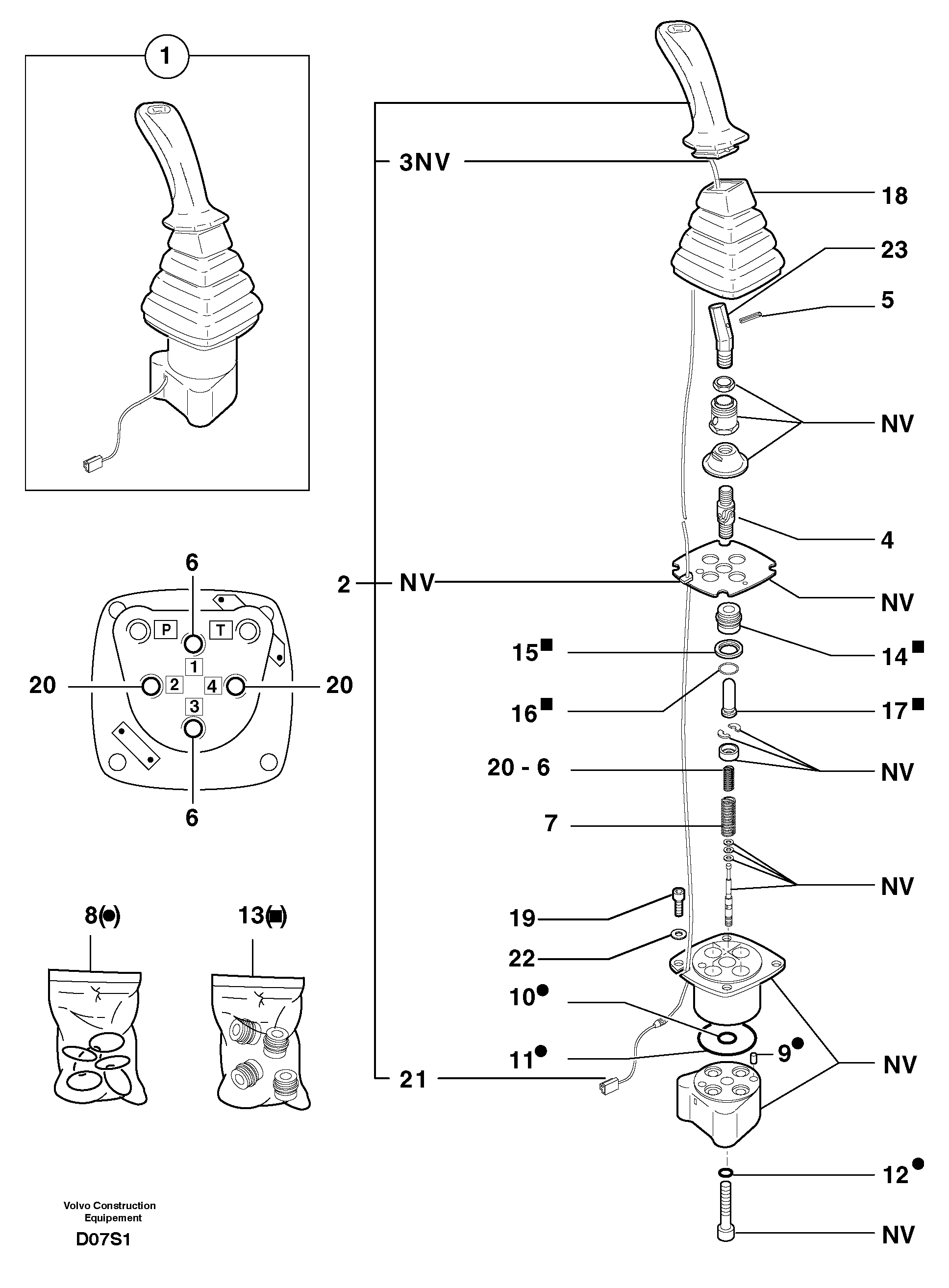 Схема запчастей Volvo EW50 - 13514 Control lever : dipper arm / slewing ( left ) EW50 TYPE 256