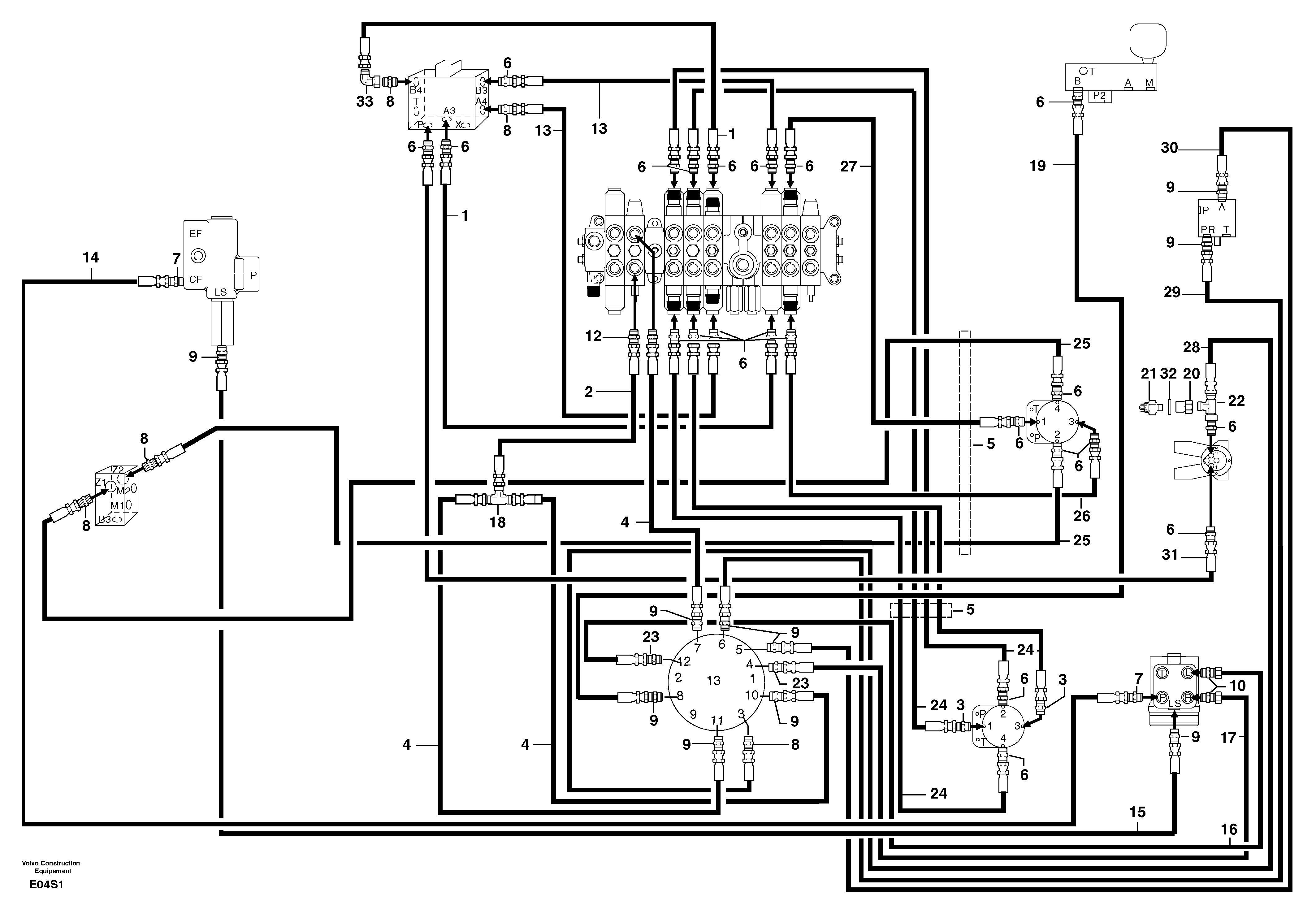 Схема запчастей Volvo EW50 - 102679 Hydr. circuit. ( platform ) ( continued ) EW50 TYPE 256