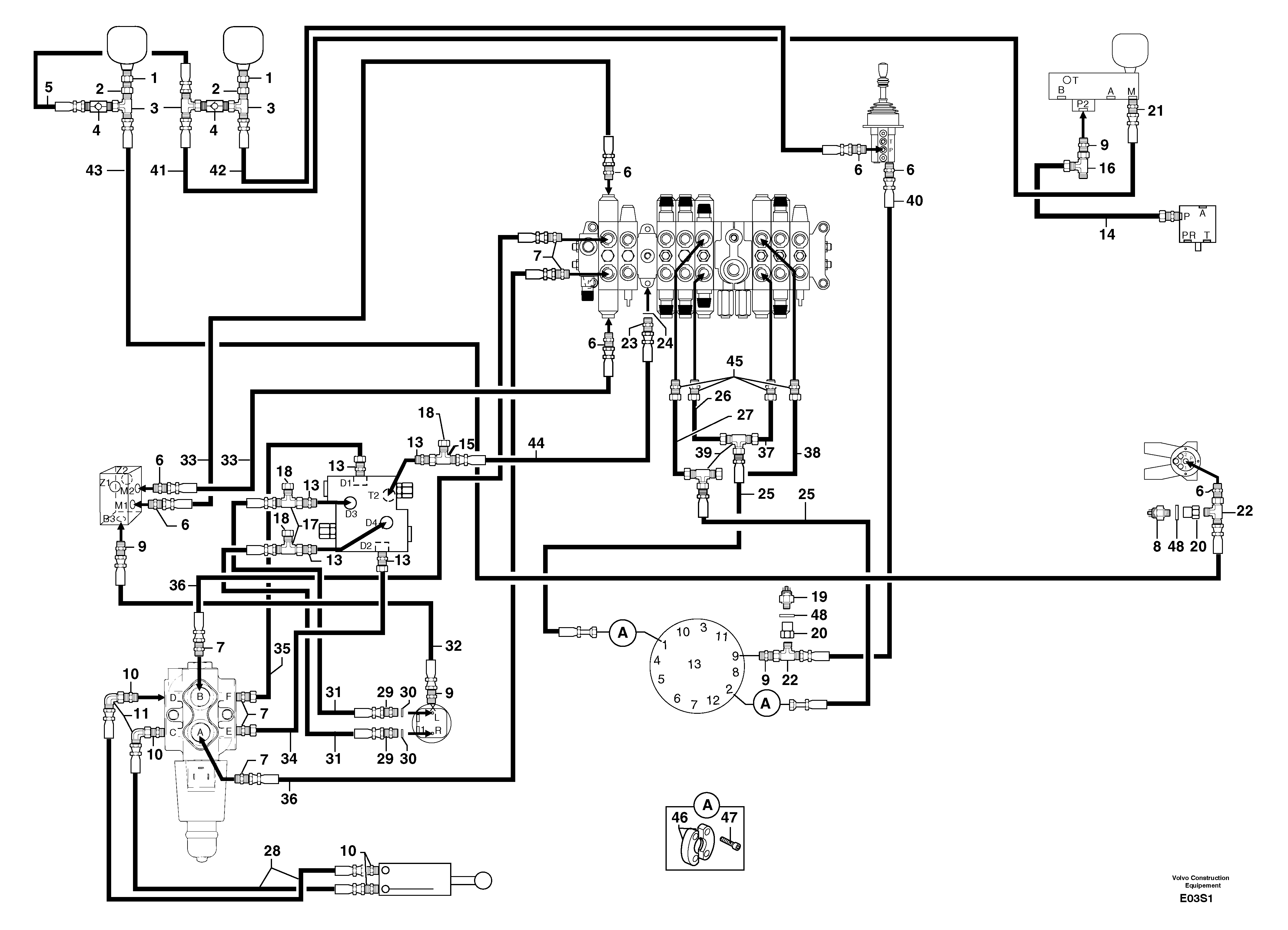 Схема запчастей Volvo EW50 - 104621 Hydraulic circuit ( platform ) EW50 TYPE 256