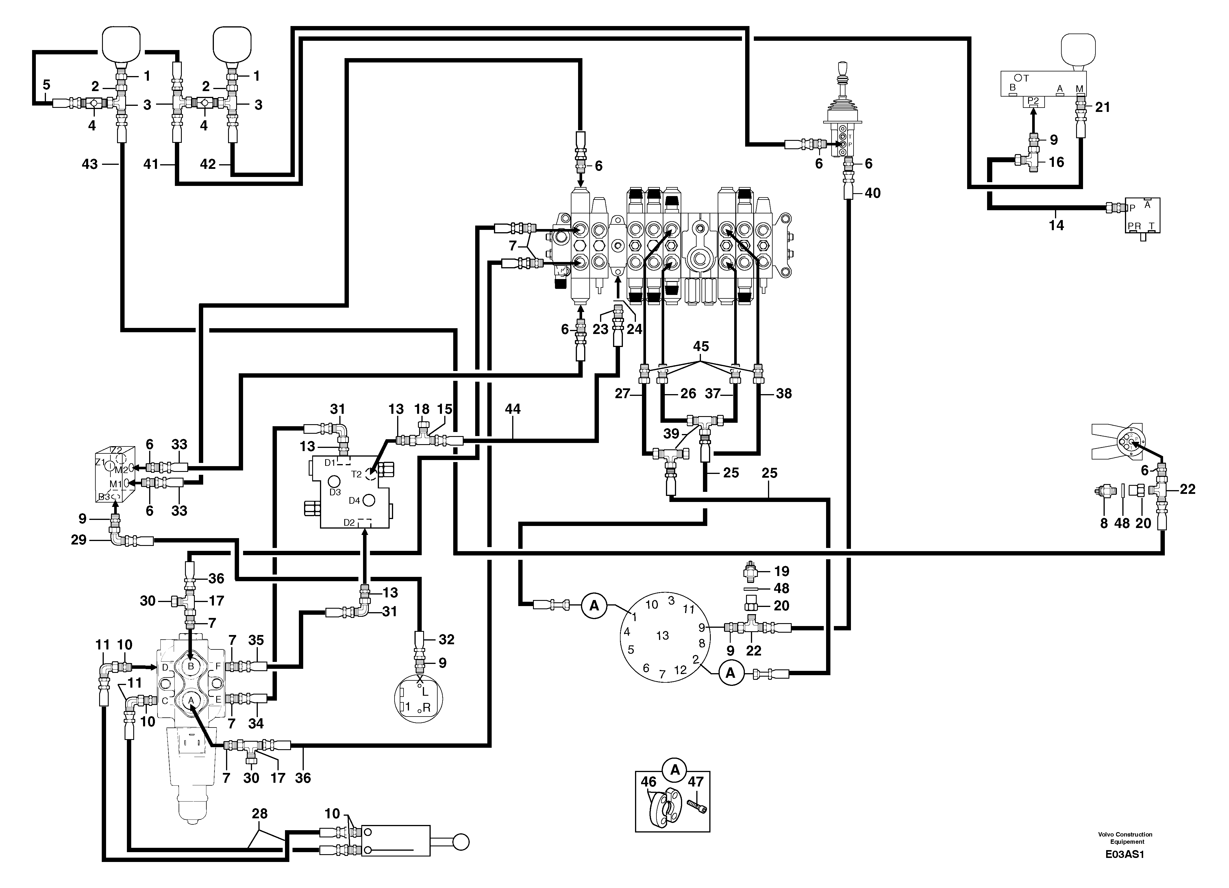 Схема запчастей Volvo EW50 - 106914 Hydraulic circuit ( platform ) EW50 TYPE 256