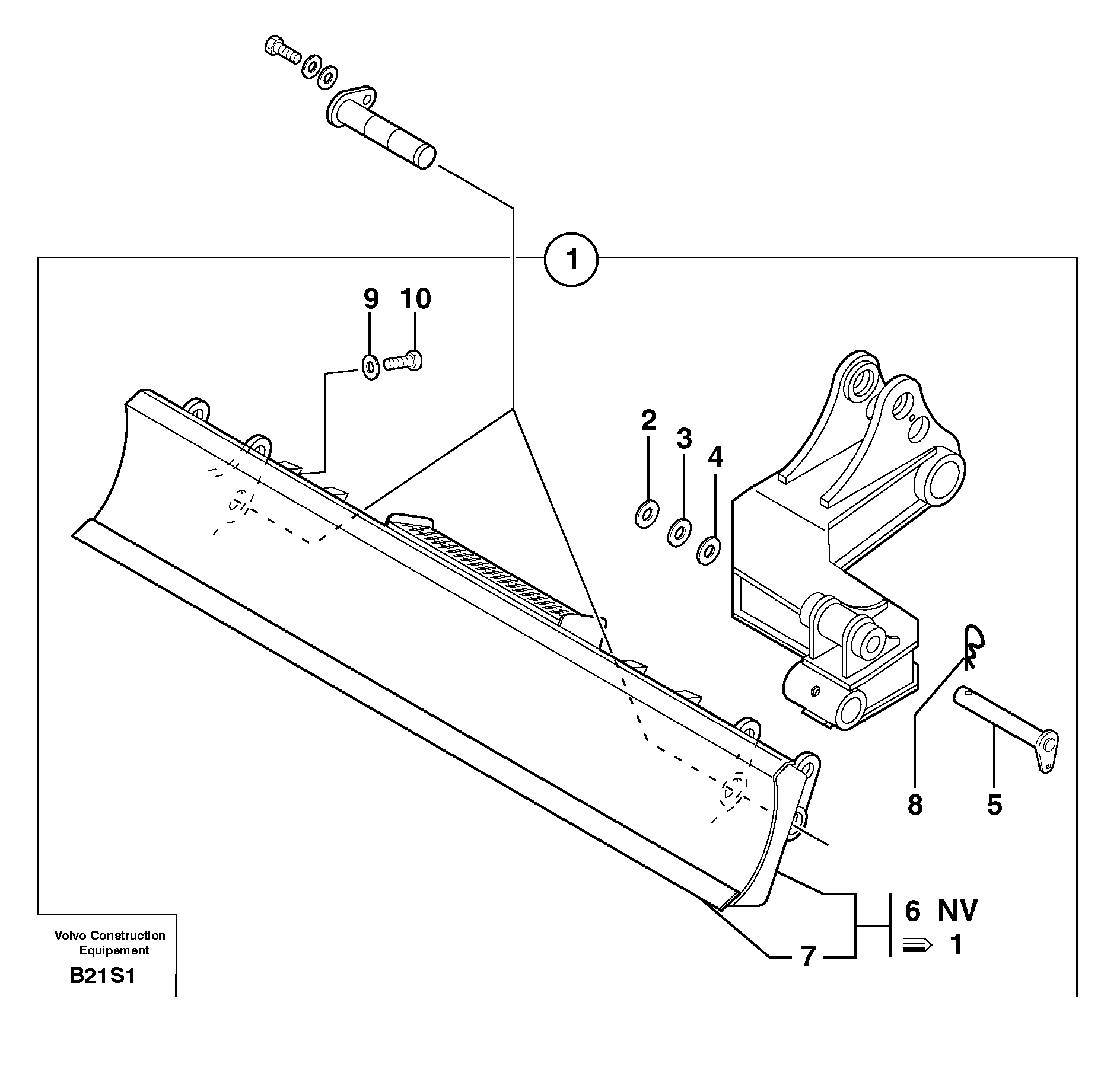 Схема запчастей Volvo EW50 - 13618 dozer blade on stabiliser EW50 TYPE 256