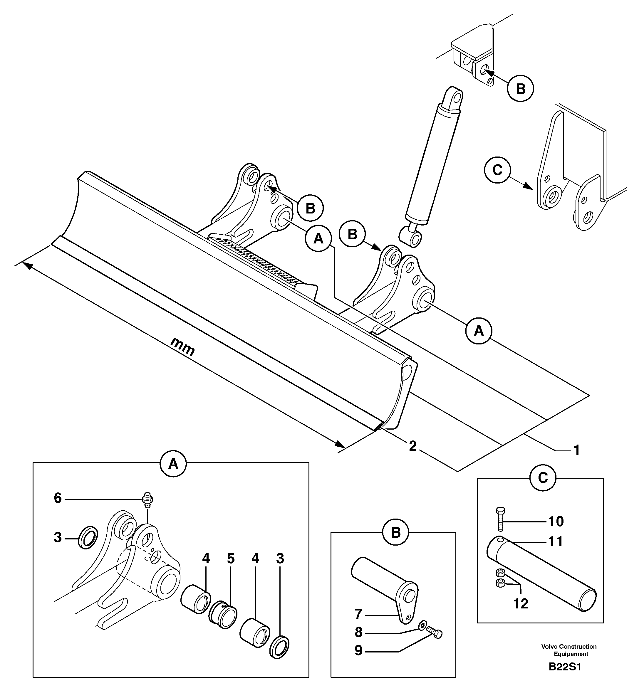 Схема запчастей Volvo EW50 - 13619 Лезвие отвала (аутригера) EW50 TYPE 256