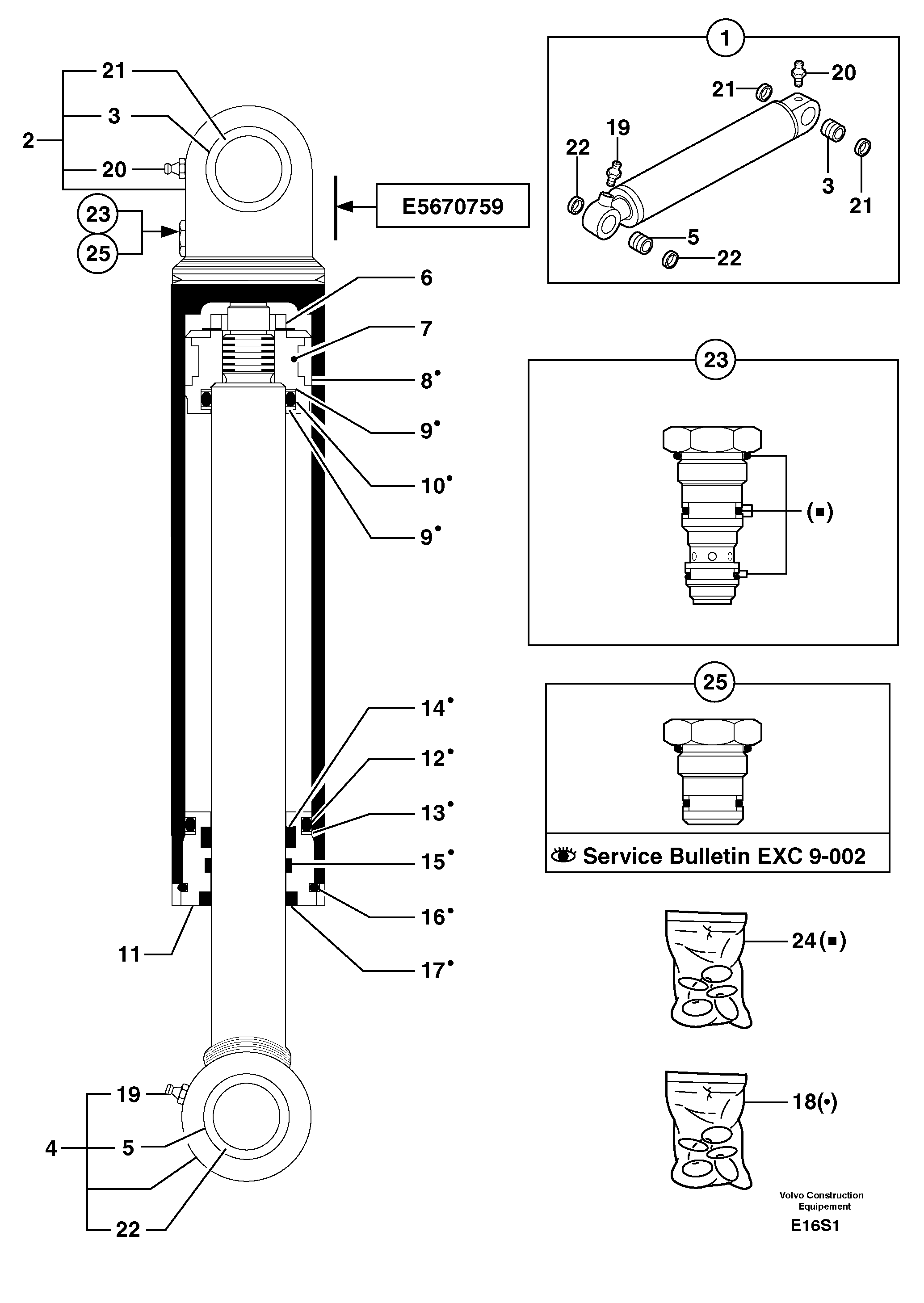 Схема запчастей Volvo EW50 - 13620 Dozer blade cylinder / stabiliser cylinder EW50 TYPE 256