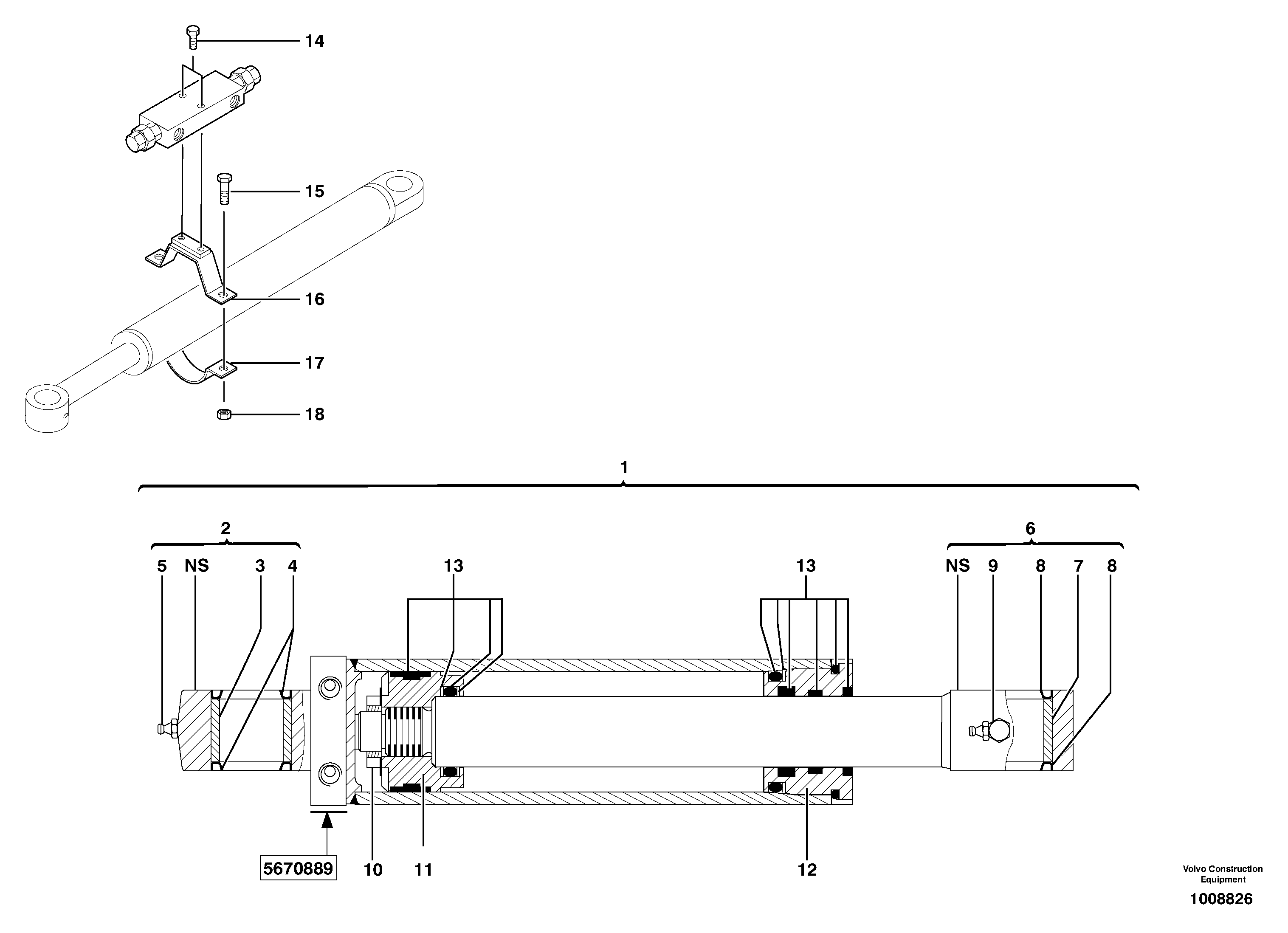 Схема запчастей Volvo EW50 - 14297 Dozer blade cylinder / stabiliser cylinder EW50 TYPE 256