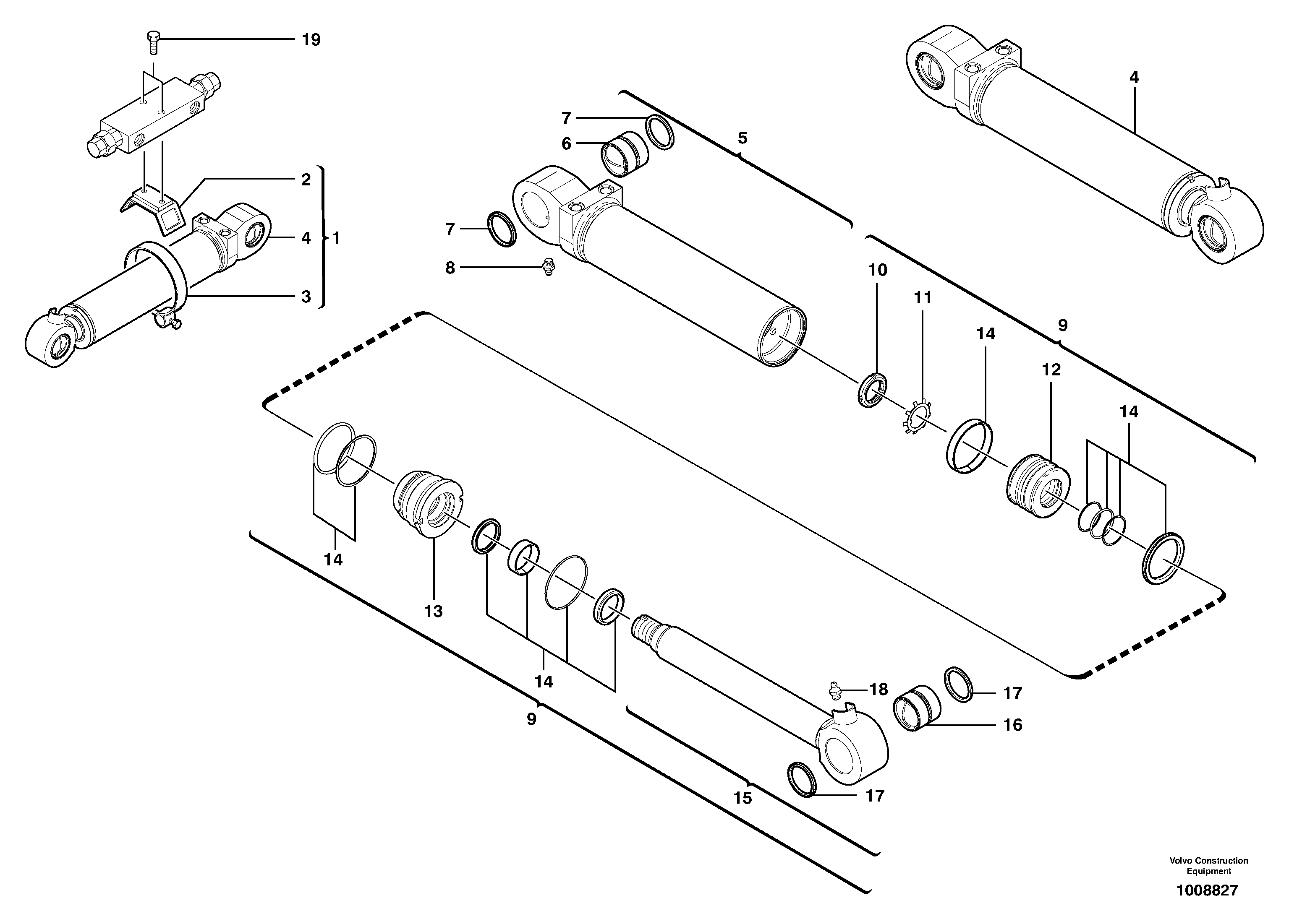 Схема запчастей Volvo EW50 - 14298 Dozer blade cylinder / stabiliser cylinder EW50 TYPE 256