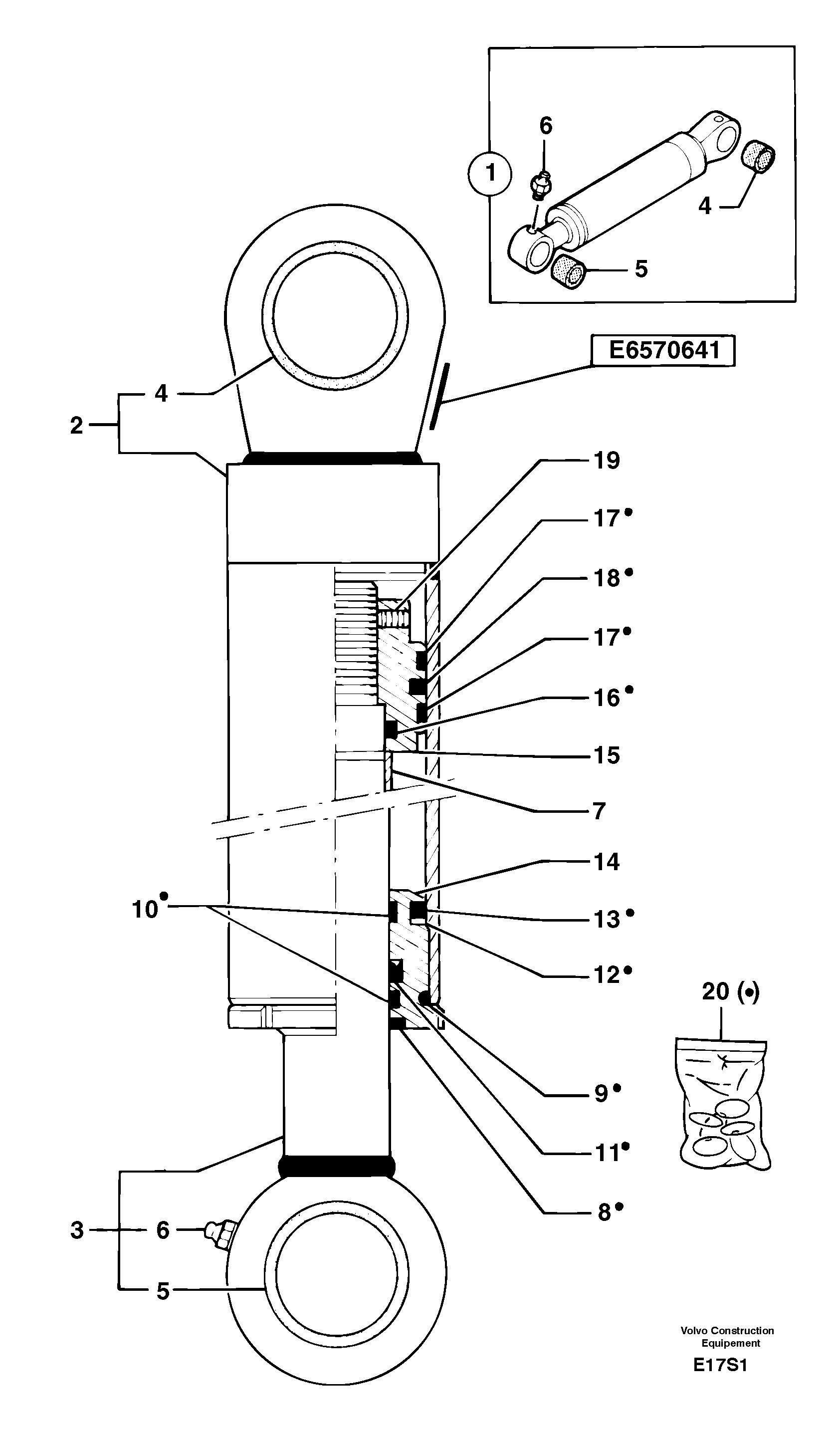 Схема запчастей Volvo EW50 - 105137 Boom offset cylinder EW50 TYPE 256