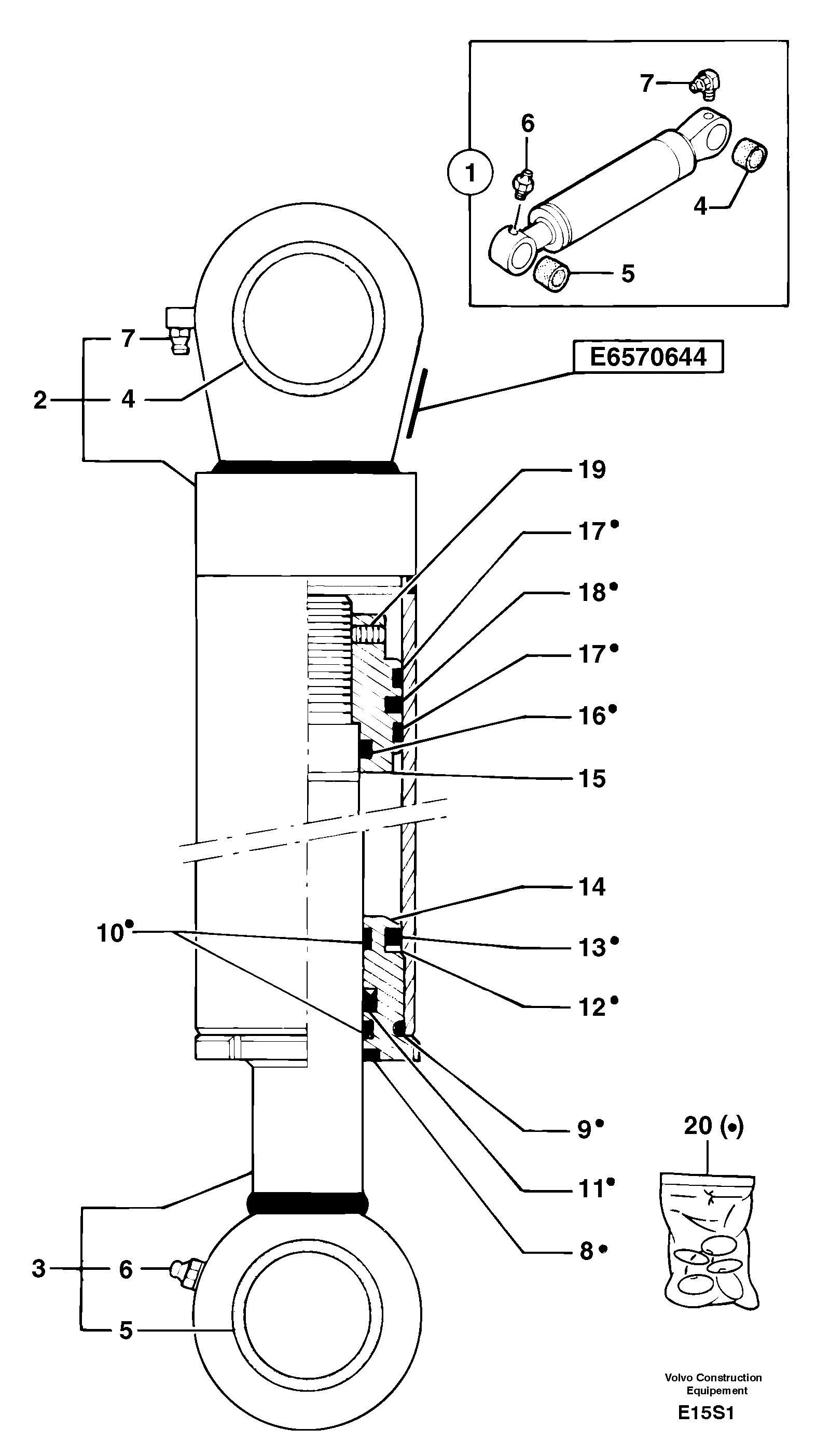 Схема запчастей Volvo EW50 - 12041 Цилиндр ковша EW50 TYPE 256