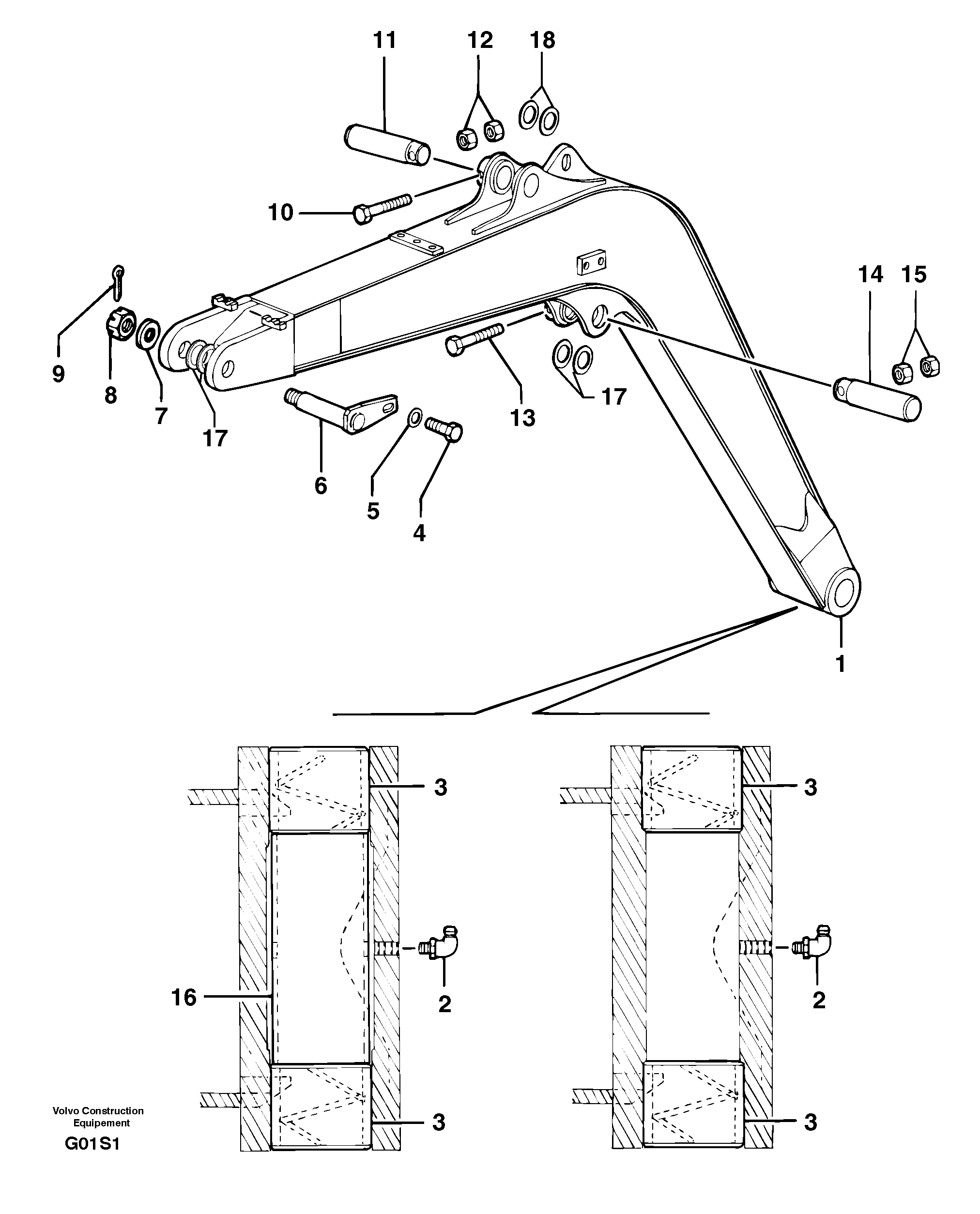 Схема запчастей Volvo EW50 - 39884 Стрела EW50 TYPE 256