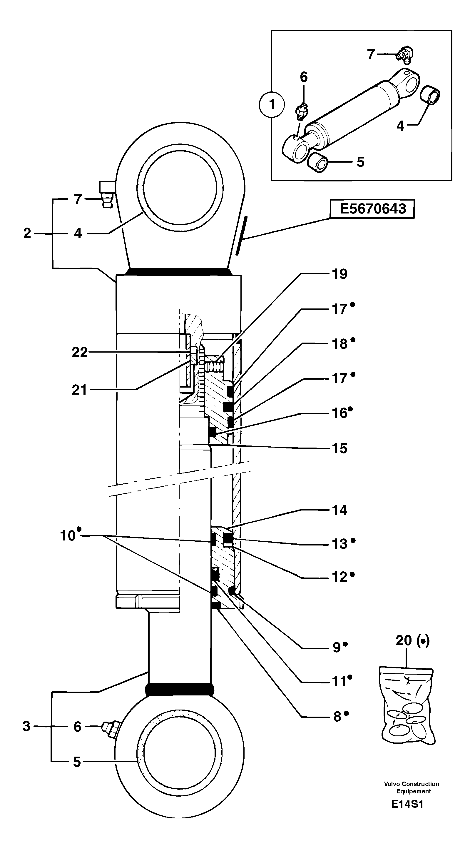 Схема запчастей Volvo EW50 - 105140 Dipper arm cylinder EW50 TYPE 256