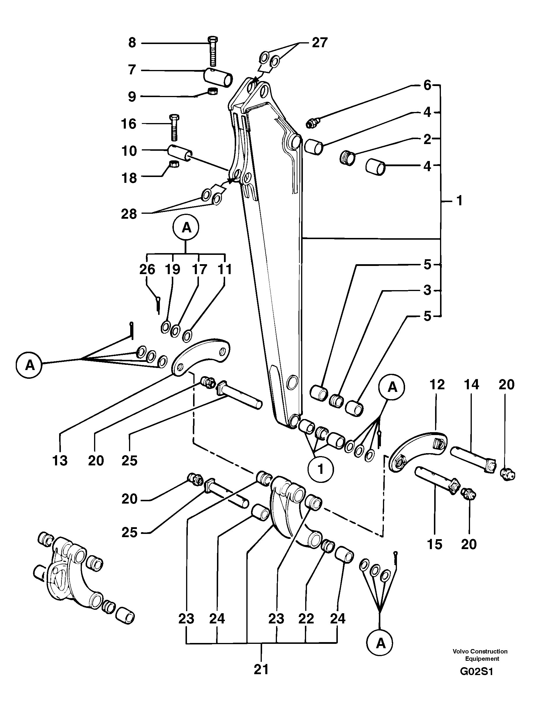 Схема запчастей Volvo EW50 - 9699 Dipper arm EW50 TYPE 256