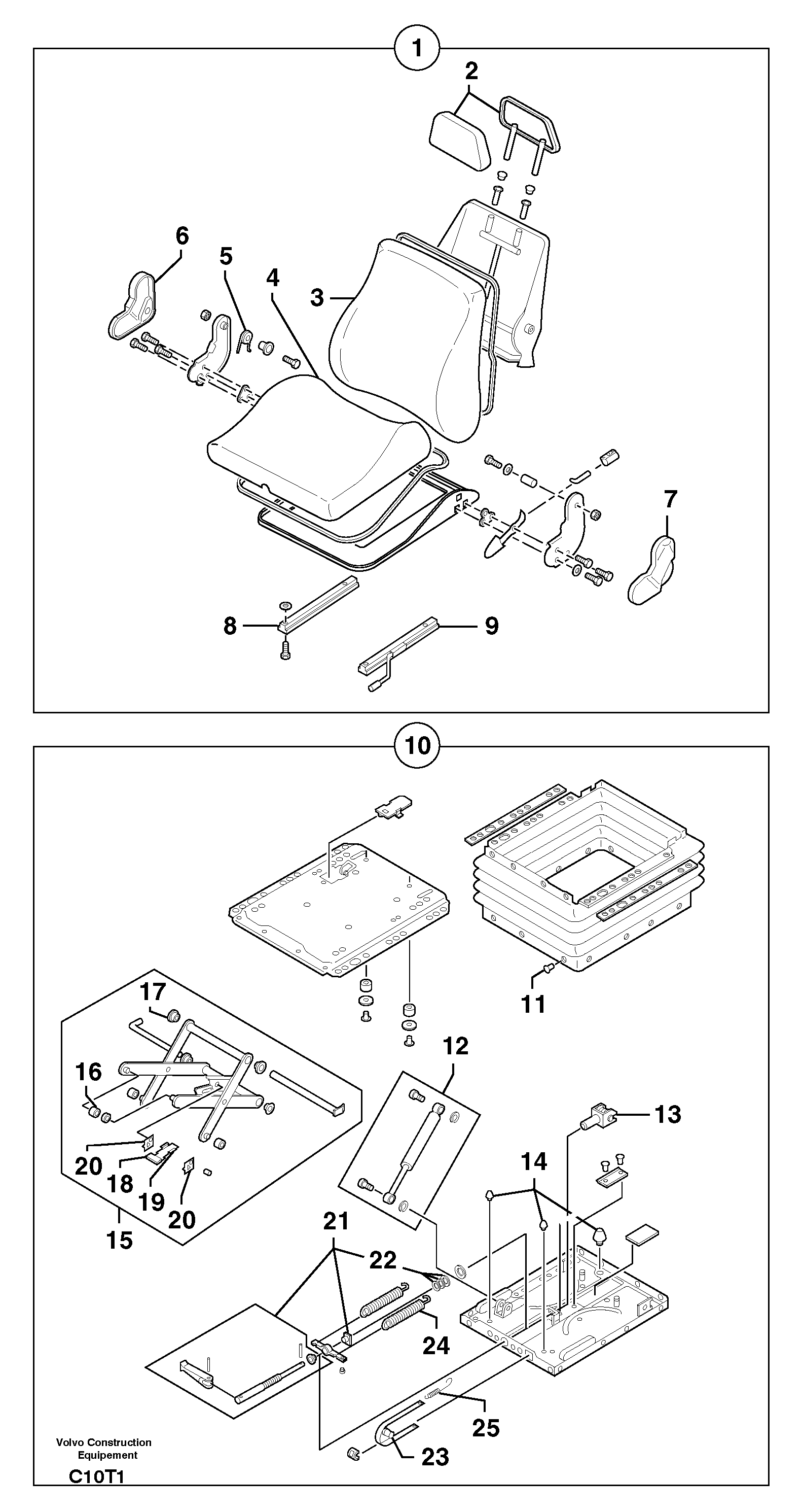Схема запчастей Volvo EW50 - 26964 Suspended seat EW50VV TYPE 256