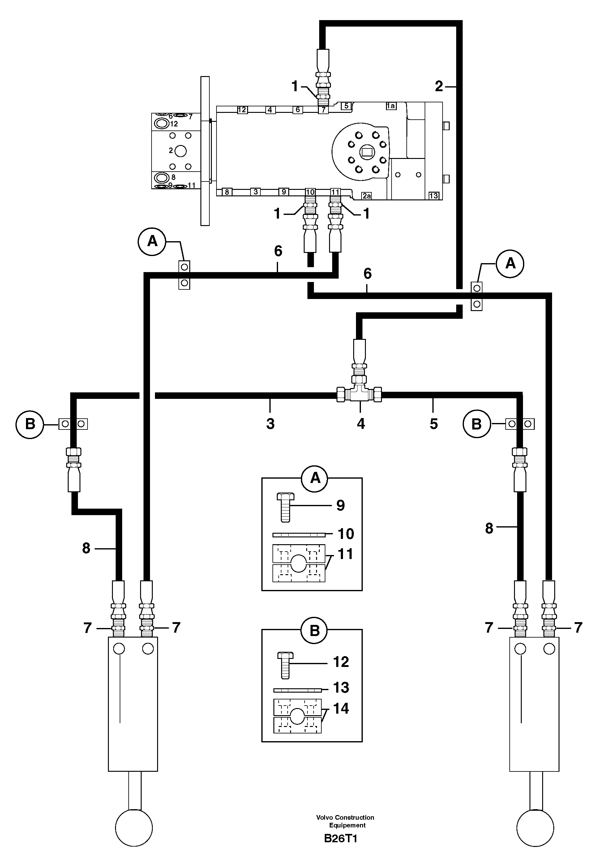 Схема запчастей Volvo EW50 - 101808 Hydr. circuit. ( dozer blade ) EW50VV TYPE 256