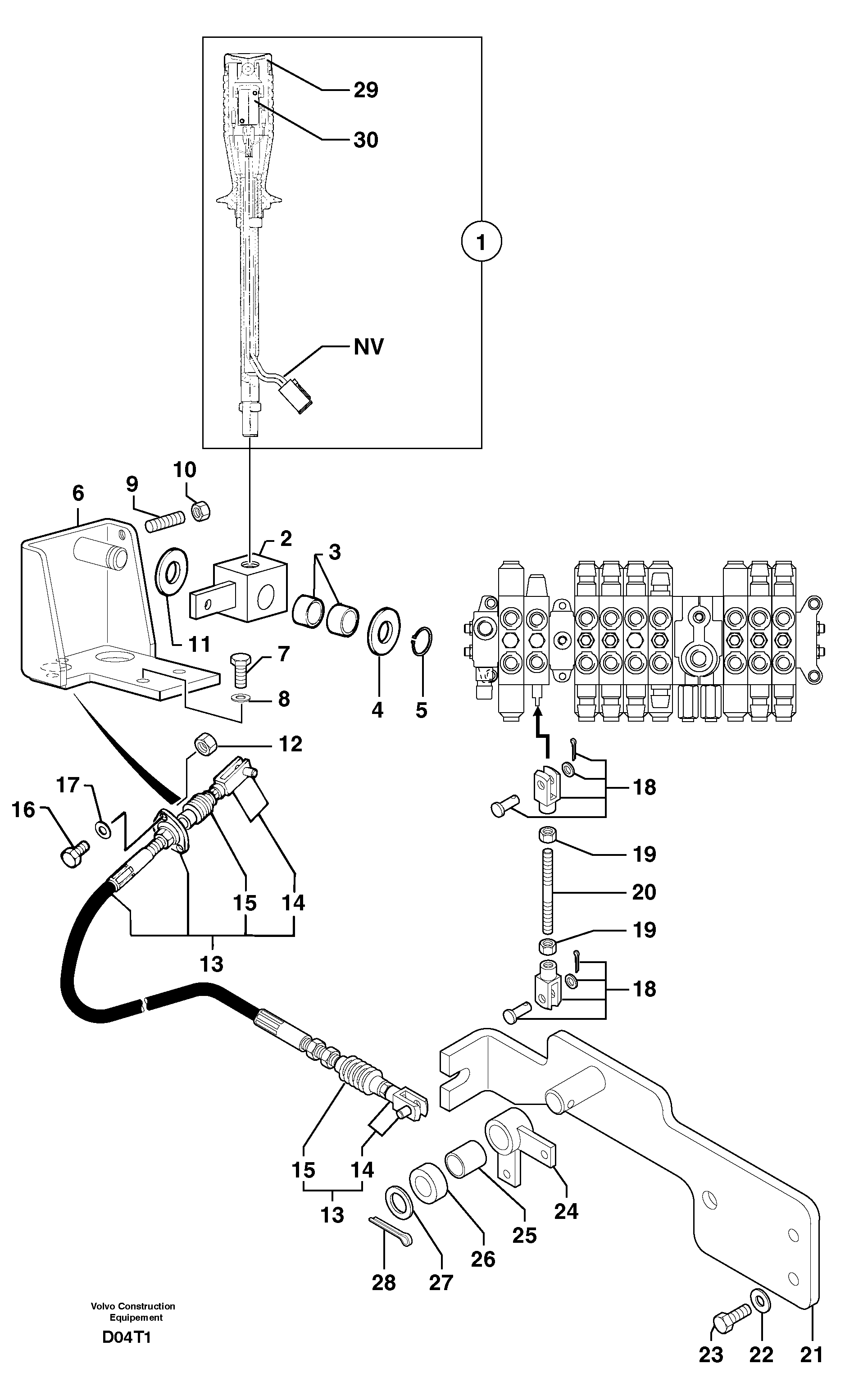 Схема запчастей Volvo EW50 - 102545 Control lever : stabiliser EW50VV TYPE 256