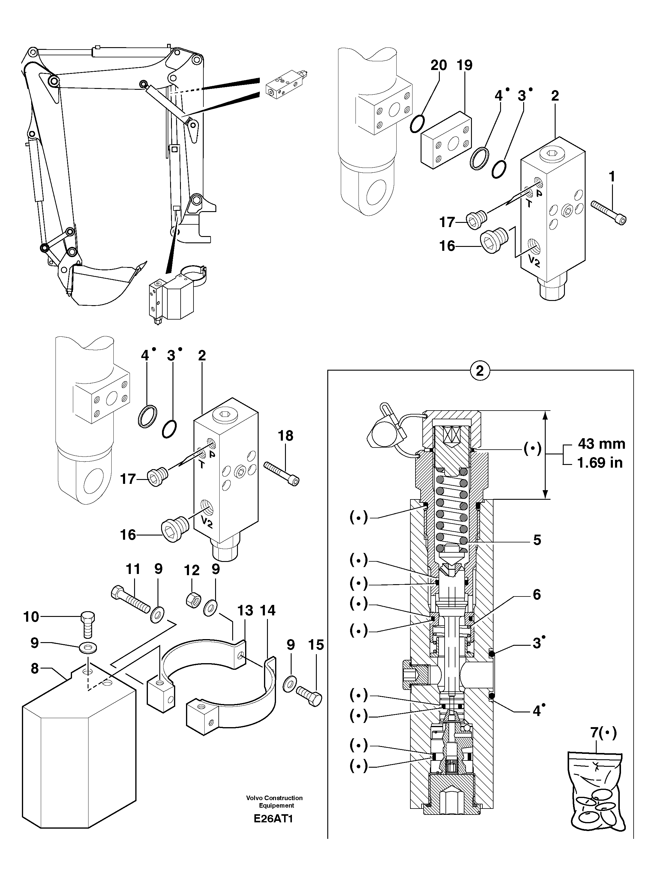 Схема запчастей Volvo EW50 - 32629 Safety valve ( boom cylinder ) EW50VV TYPE 256