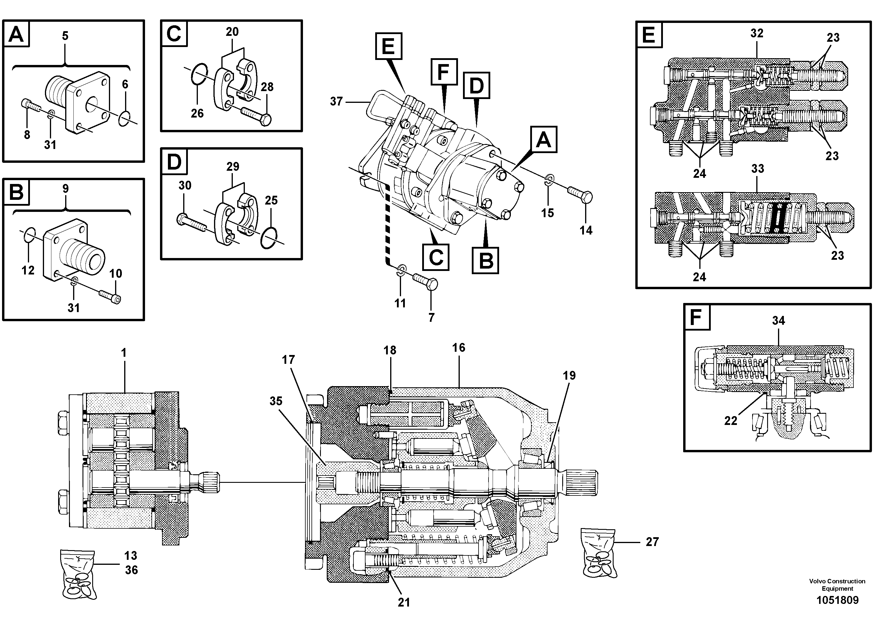 Схема запчастей Volvo EW50 - 55244 Гидронасос (основной насос) EW50VV TYPE 256