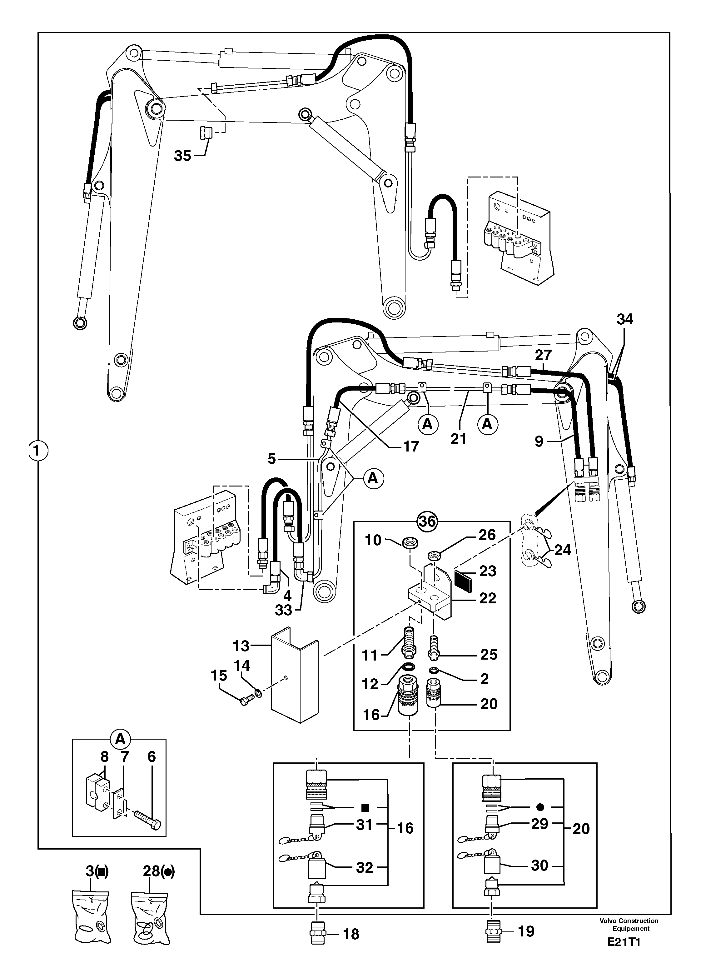 Схема запчастей Volvo EW50 - 102048 Hydraulic circuit ( accessories - 75 l/min ) EW50VV TYPE 256