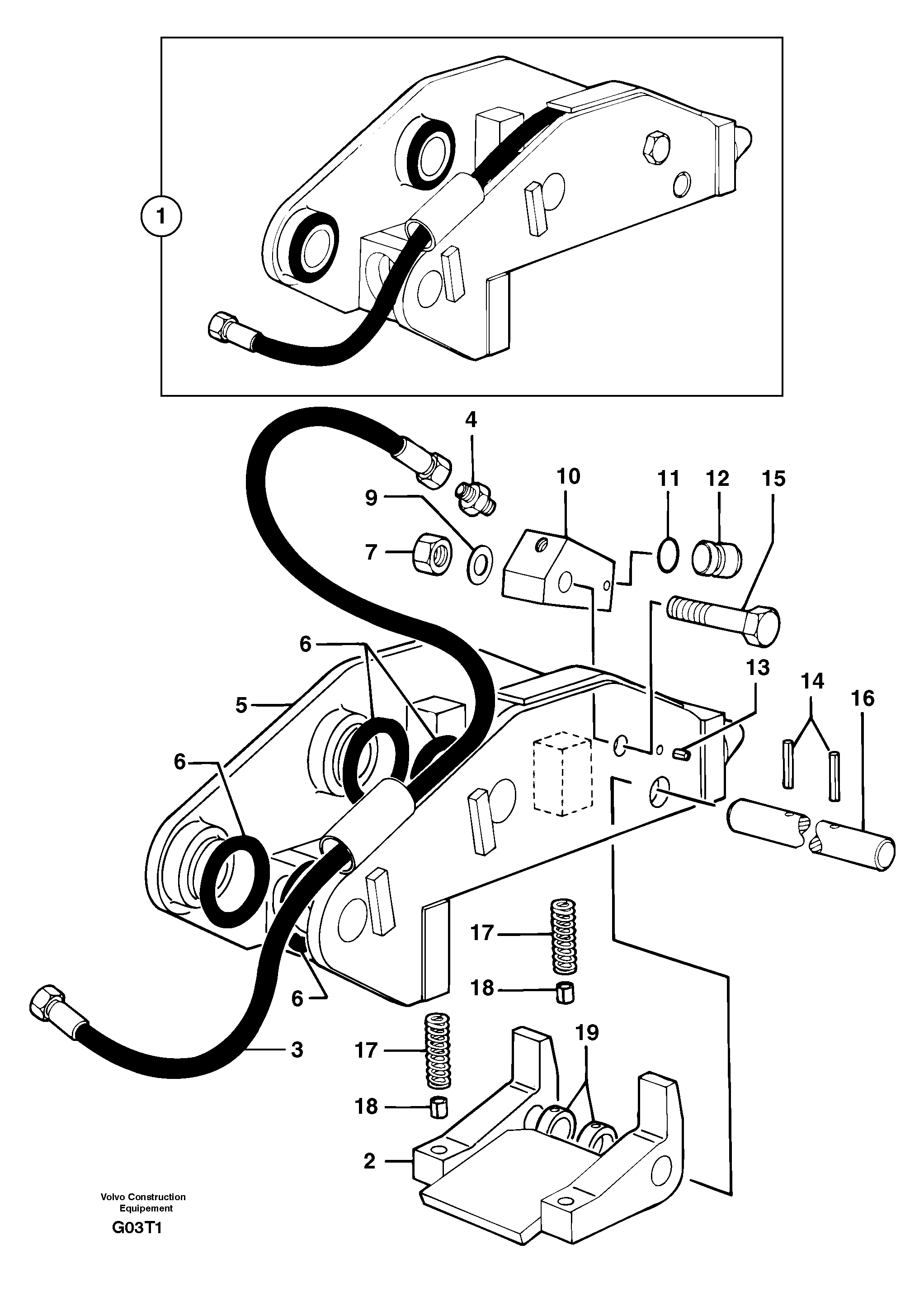 Схема запчастей Volvo EW50 - 105618 Tool holder / hydraulic control EW50VV TYPE 256