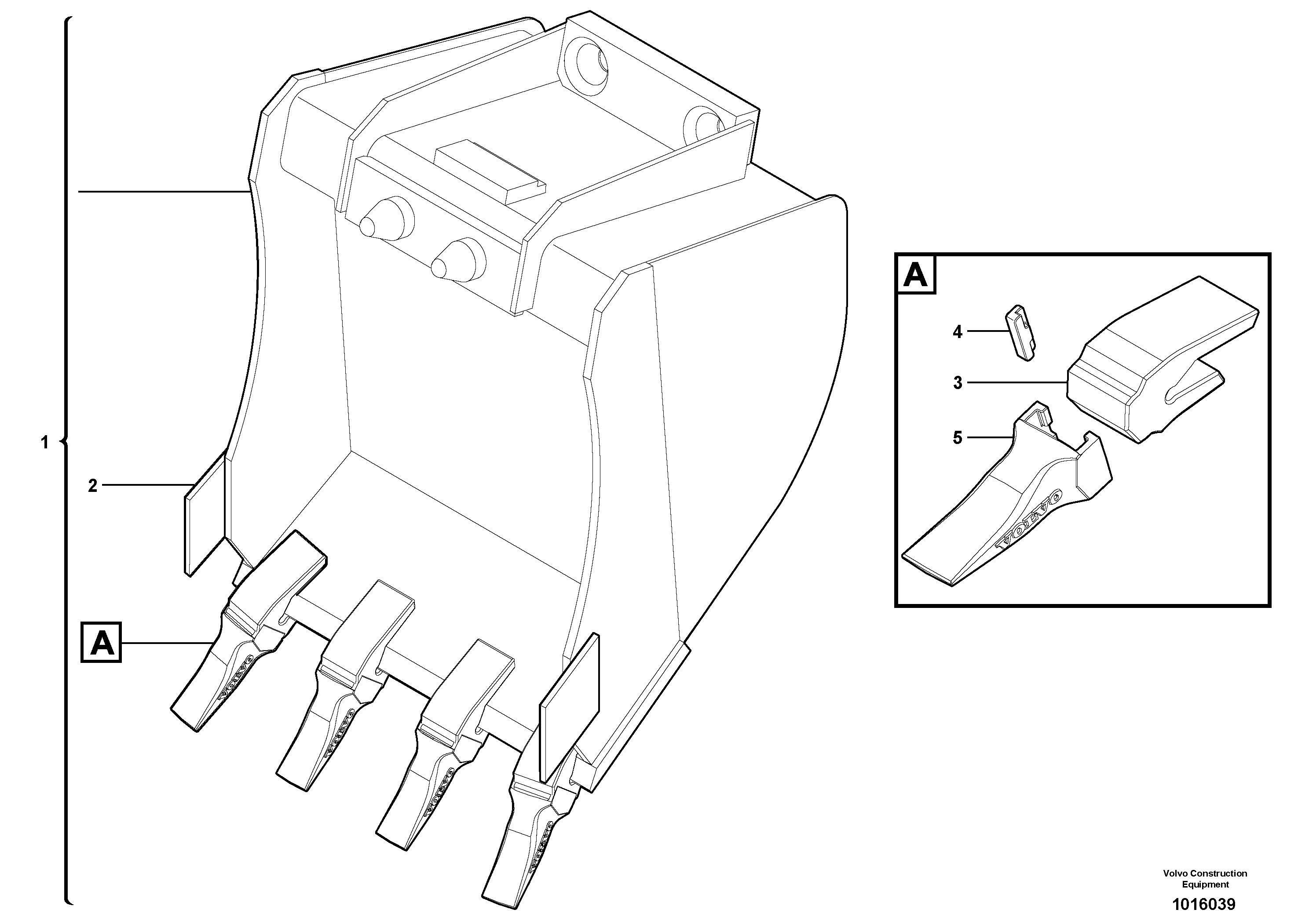 Схема запчастей Volvo EW50 - 36062 Buckets for Quickfit EW50VV TYPE 256