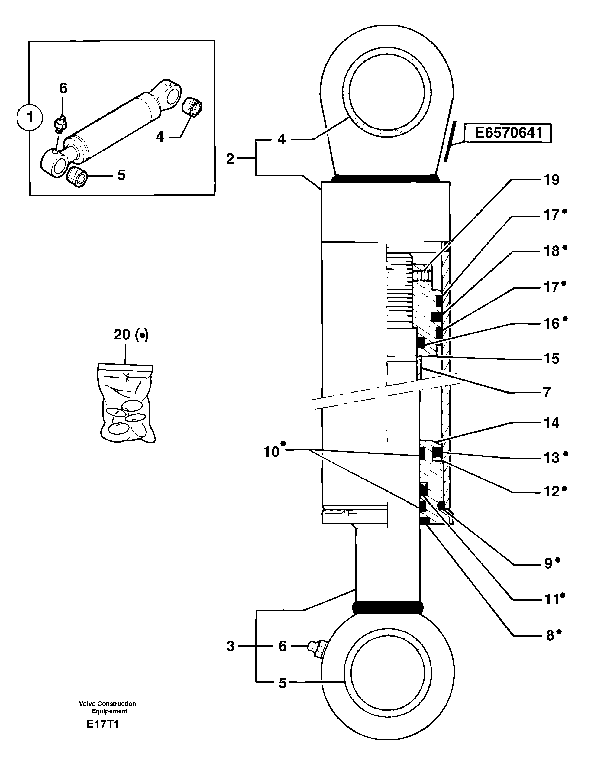 Схема запчастей Volvo EW50 - 105759 Boom offset cylinder EW50VV TYPE 256
