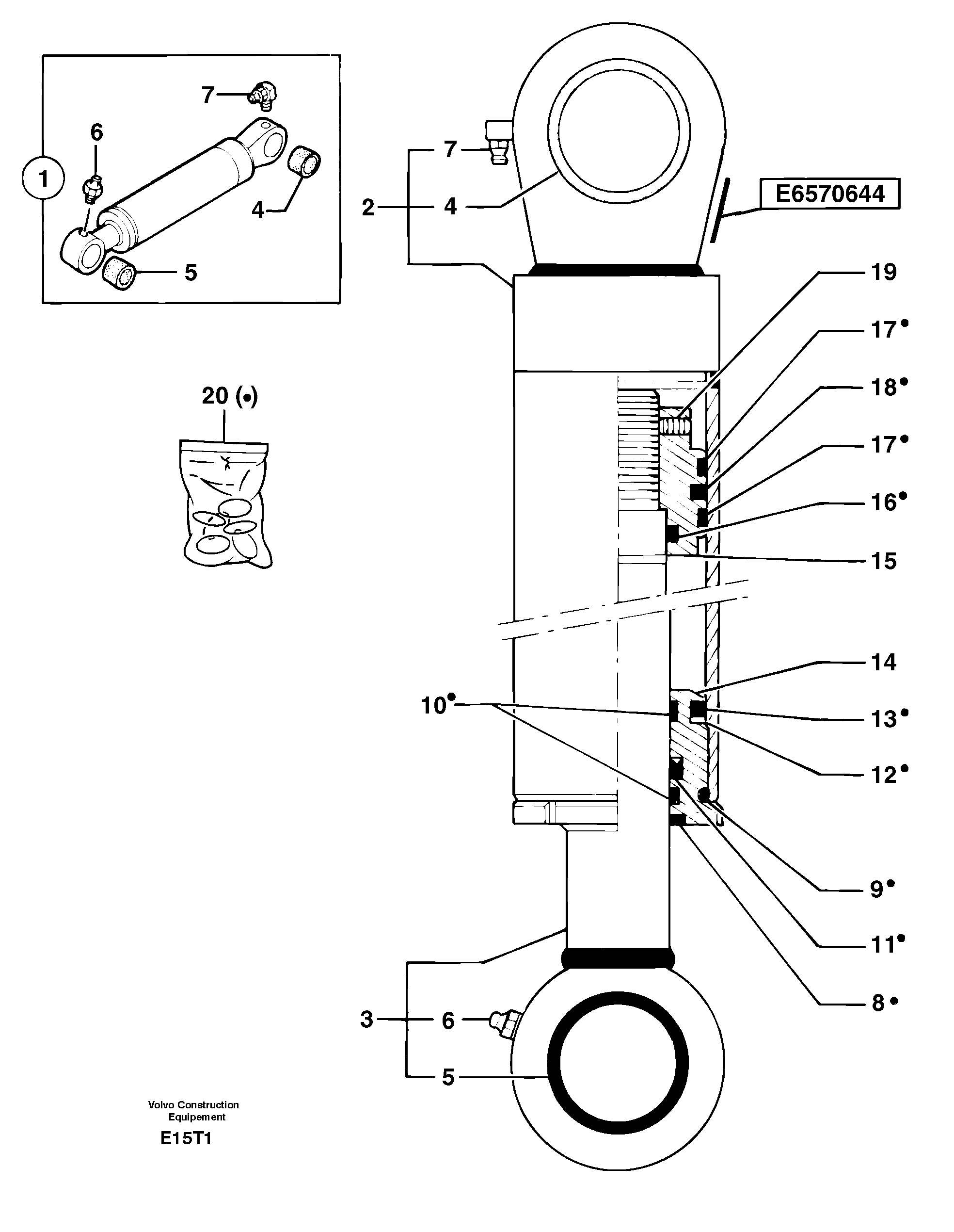 Схема запчастей Volvo EW50 - 32845 Цилиндр ковша EW50VV TYPE 256