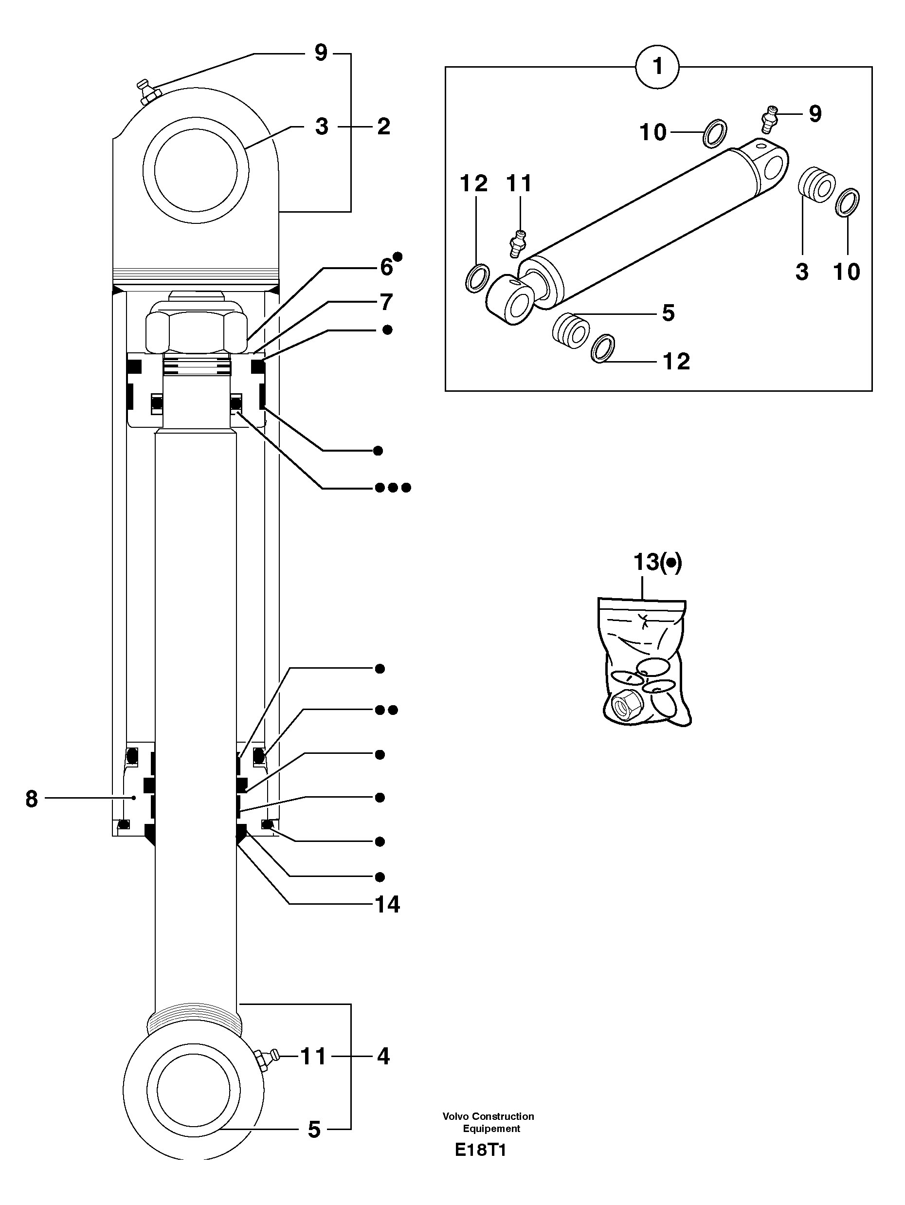 Схема запчастей Volvo EW50 - 32848 Intermediate boom cylinder EW50VV TYPE 256