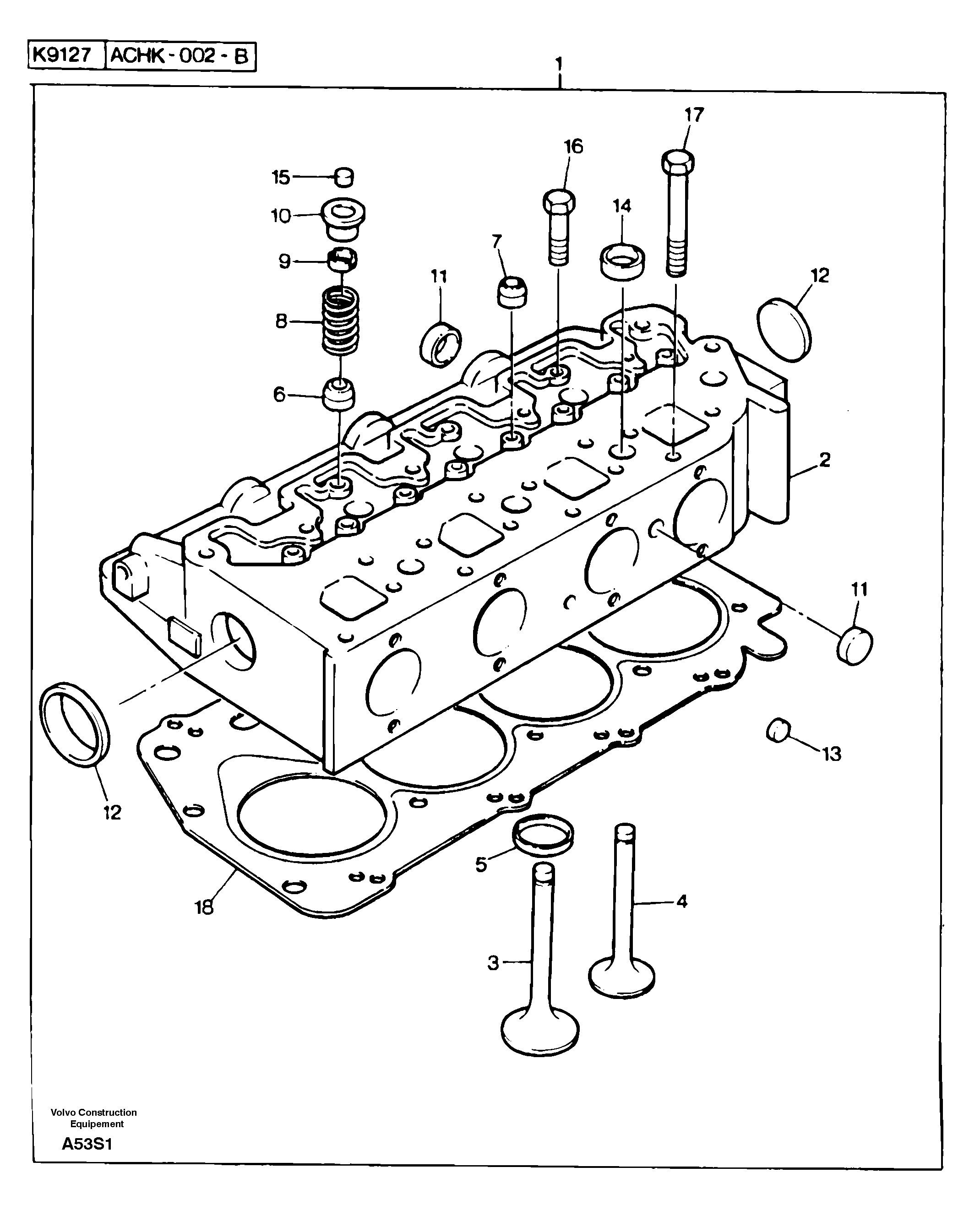 Схема запчастей Volvo EW50 - 14635 Головка блока цилиндров EW50 TYPE 256