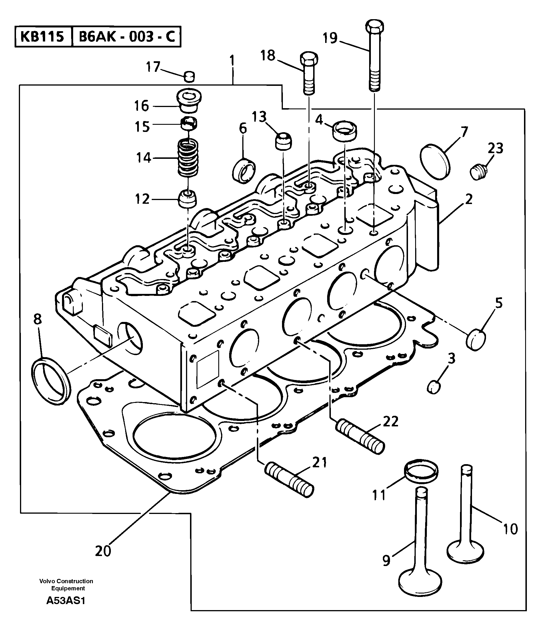Схема запчастей Volvo EW50 - 14636 Головка блока цилиндров EW50 TYPE 256