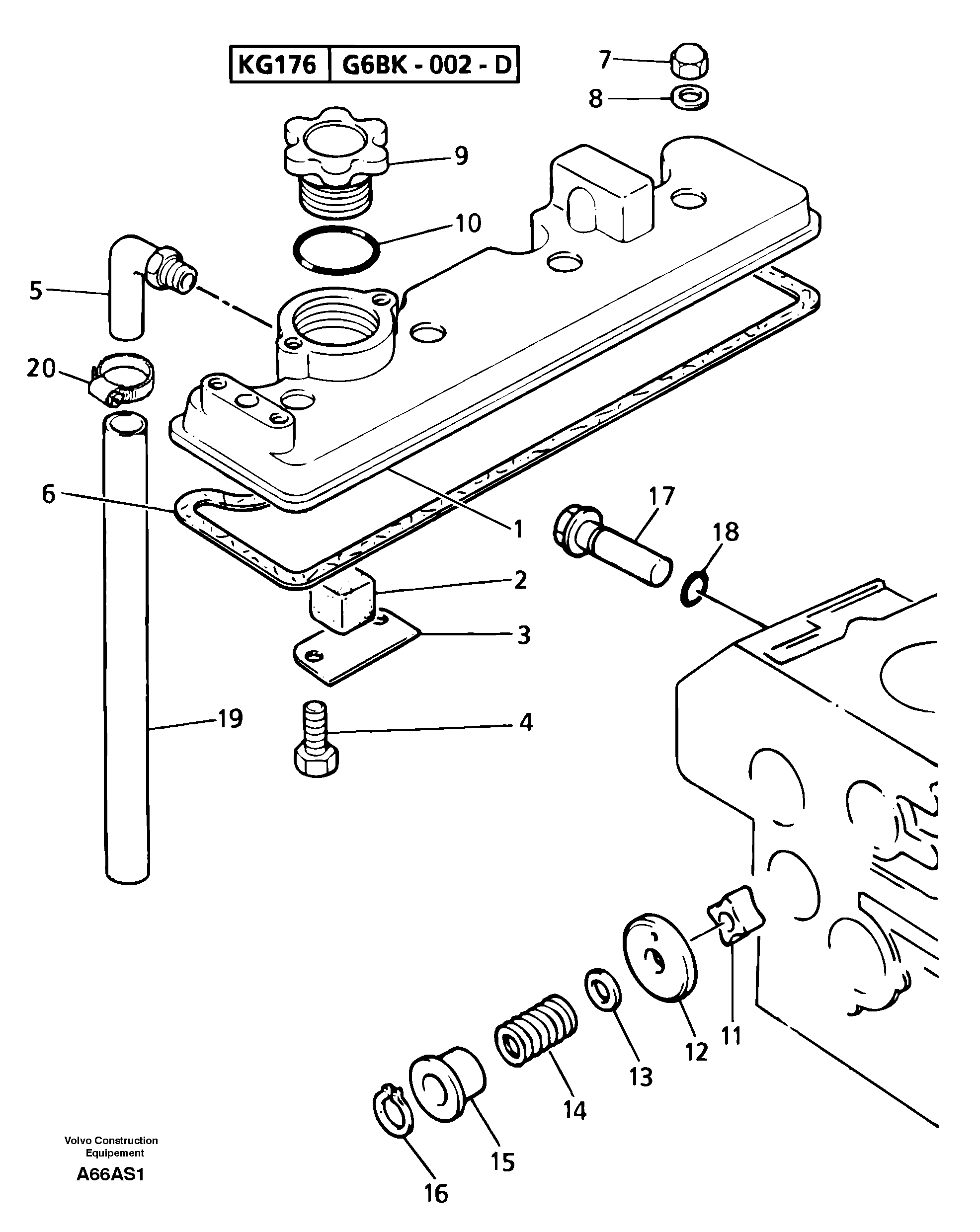 Схема запчастей Volvo EW50 - 14638 Lubrication oil filler and breather EW50 TYPE 256