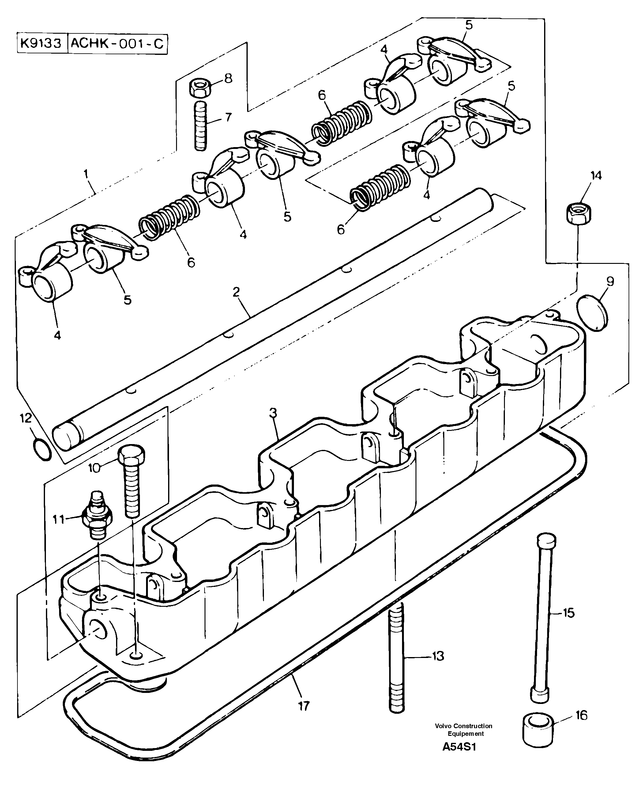 Схема запчастей Volvo EW50 - 14641 Ось (вал) коромысла EW50 TYPE 256
