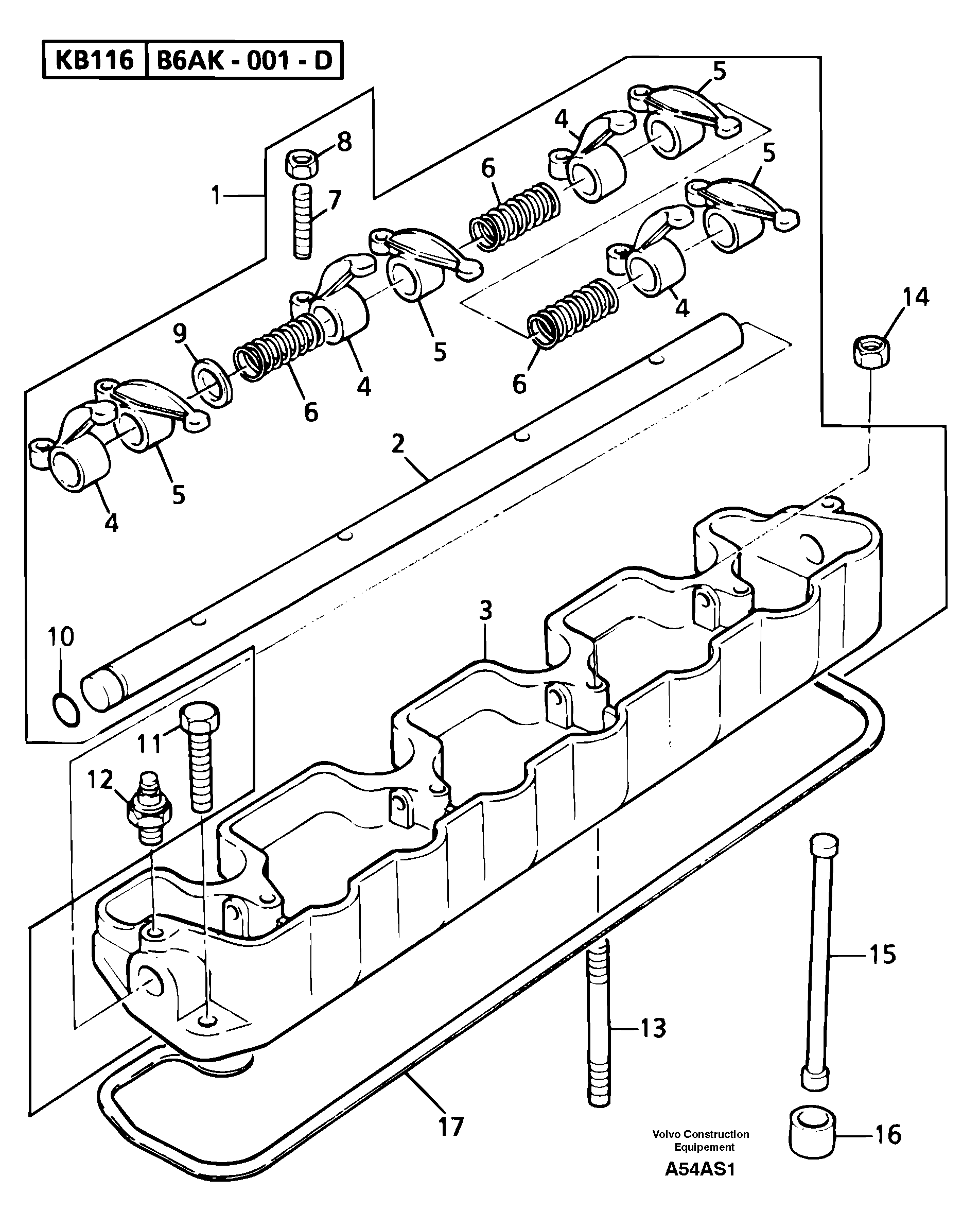 Схема запчастей Volvo EW50 - 14643 Ось (вал) коромысла EW50 TYPE 256