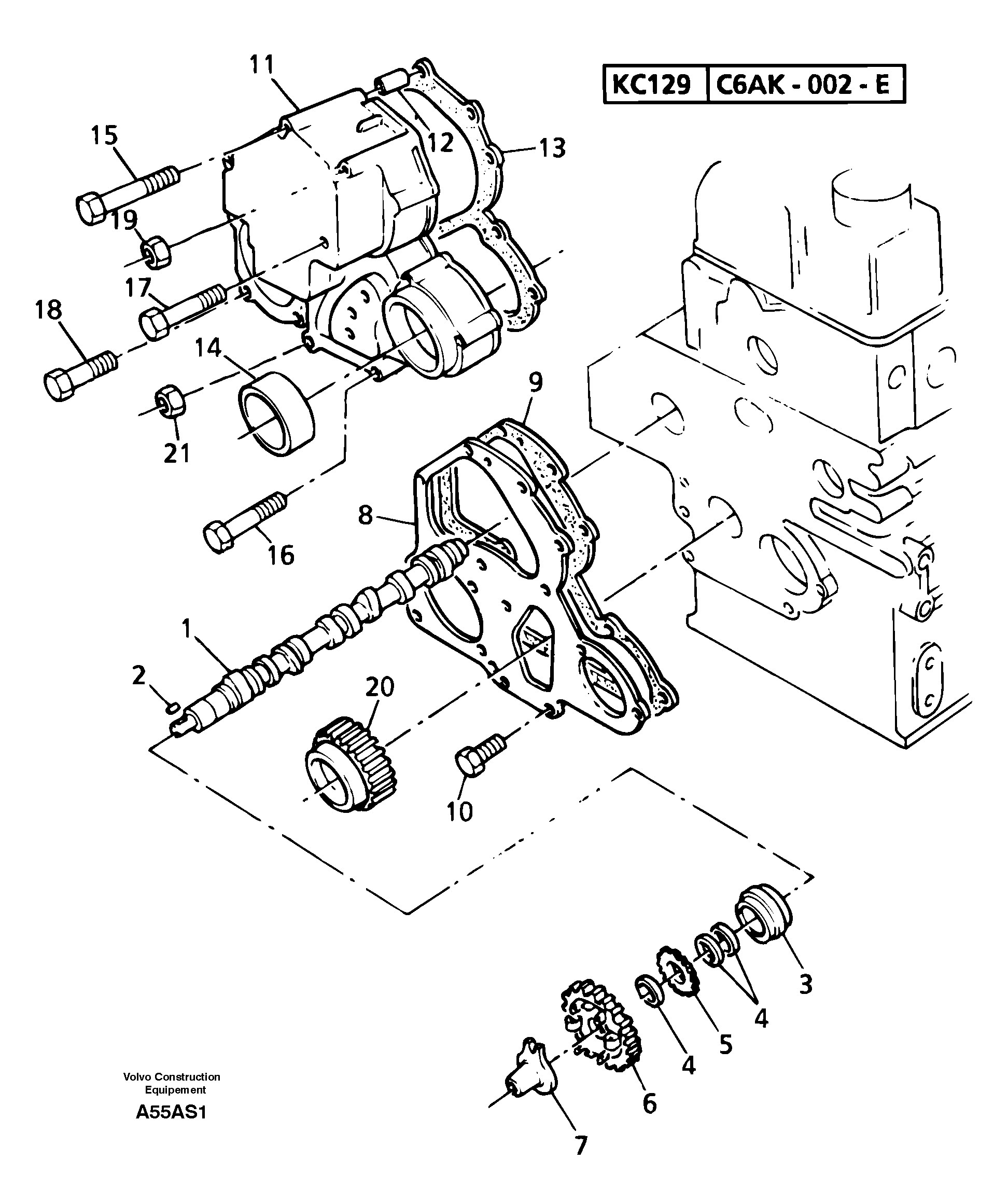 Схема запчастей Volvo EW50 - 14226 Timing gear and camshaft EW50 TYPE 256