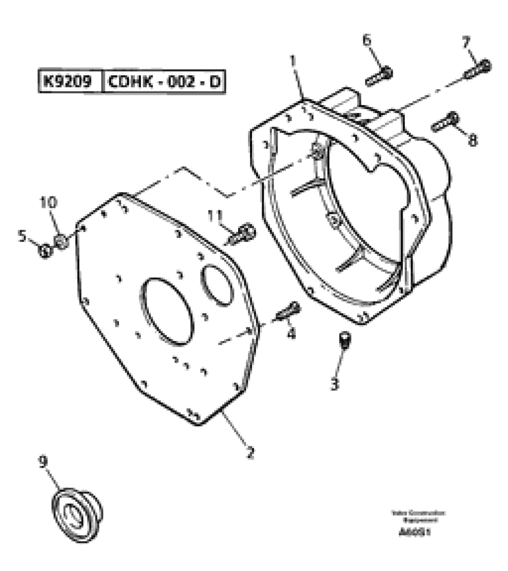 Схема запчастей Volvo EW50 - 14928 Картер маховика EW50 TYPE 256