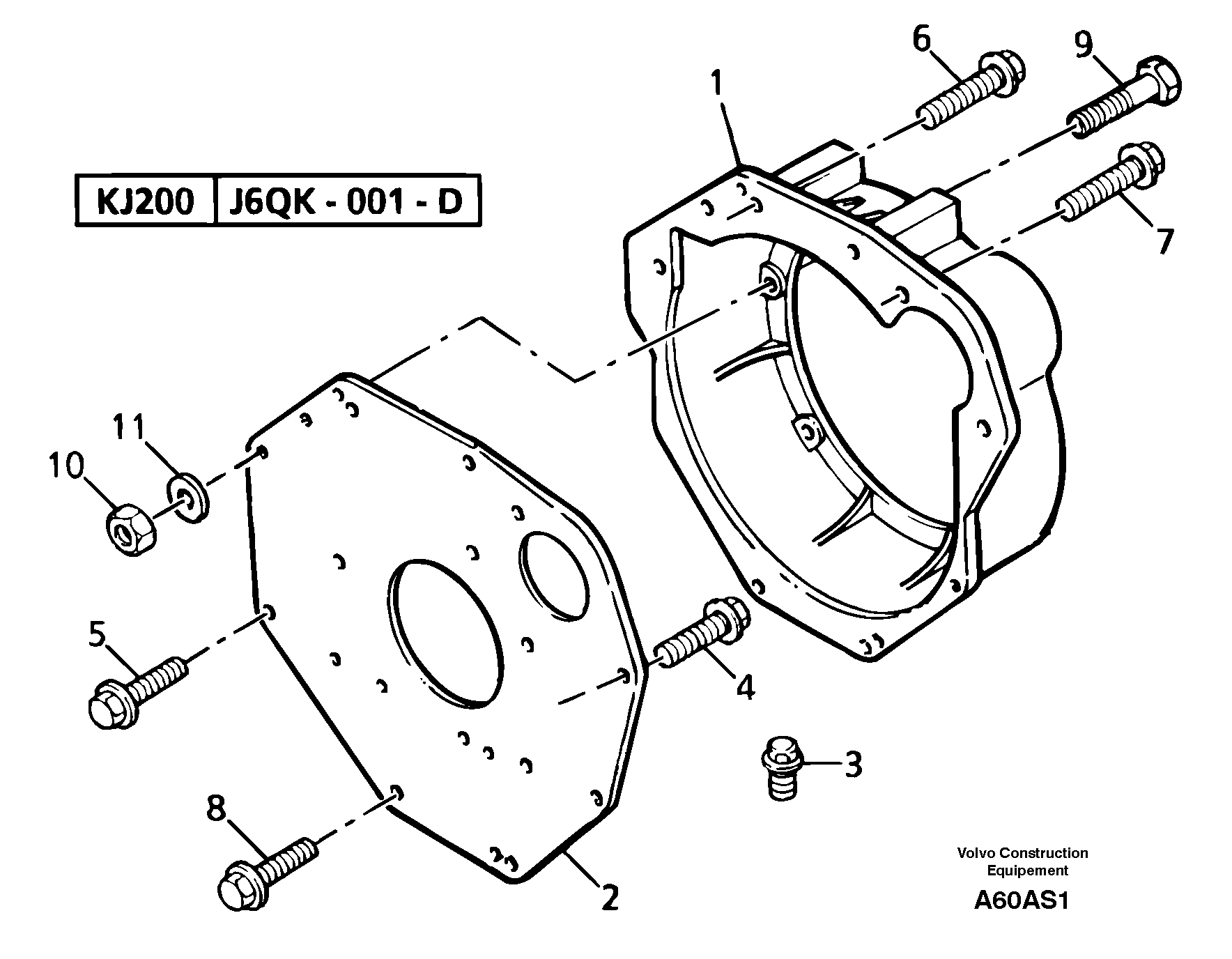 Схема запчастей Volvo EW50 - 14930 Картер маховика EW50 TYPE 256