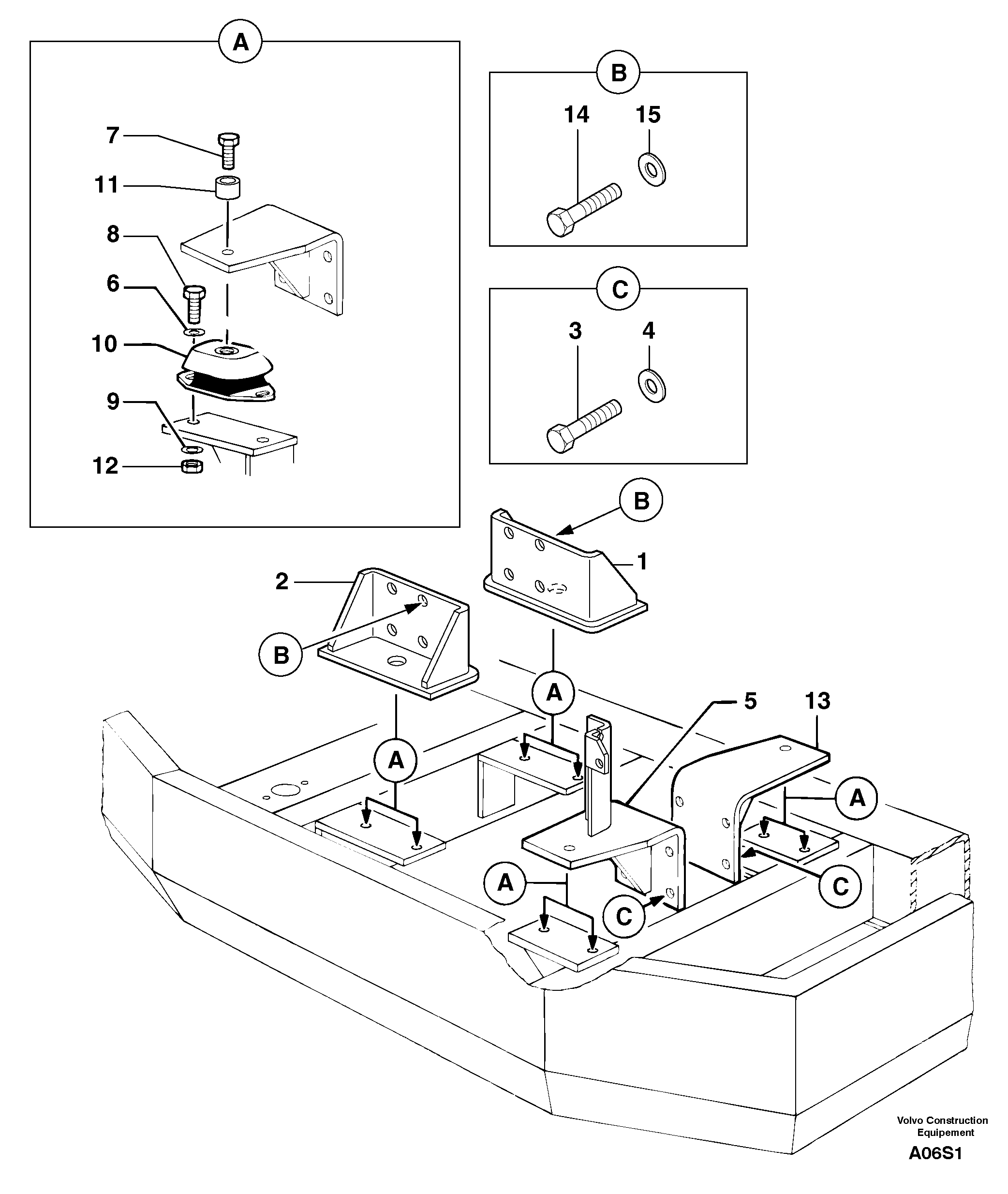 Схема запчастей Volvo EW50 - 11464 Engine mounts EW50 TYPE 256