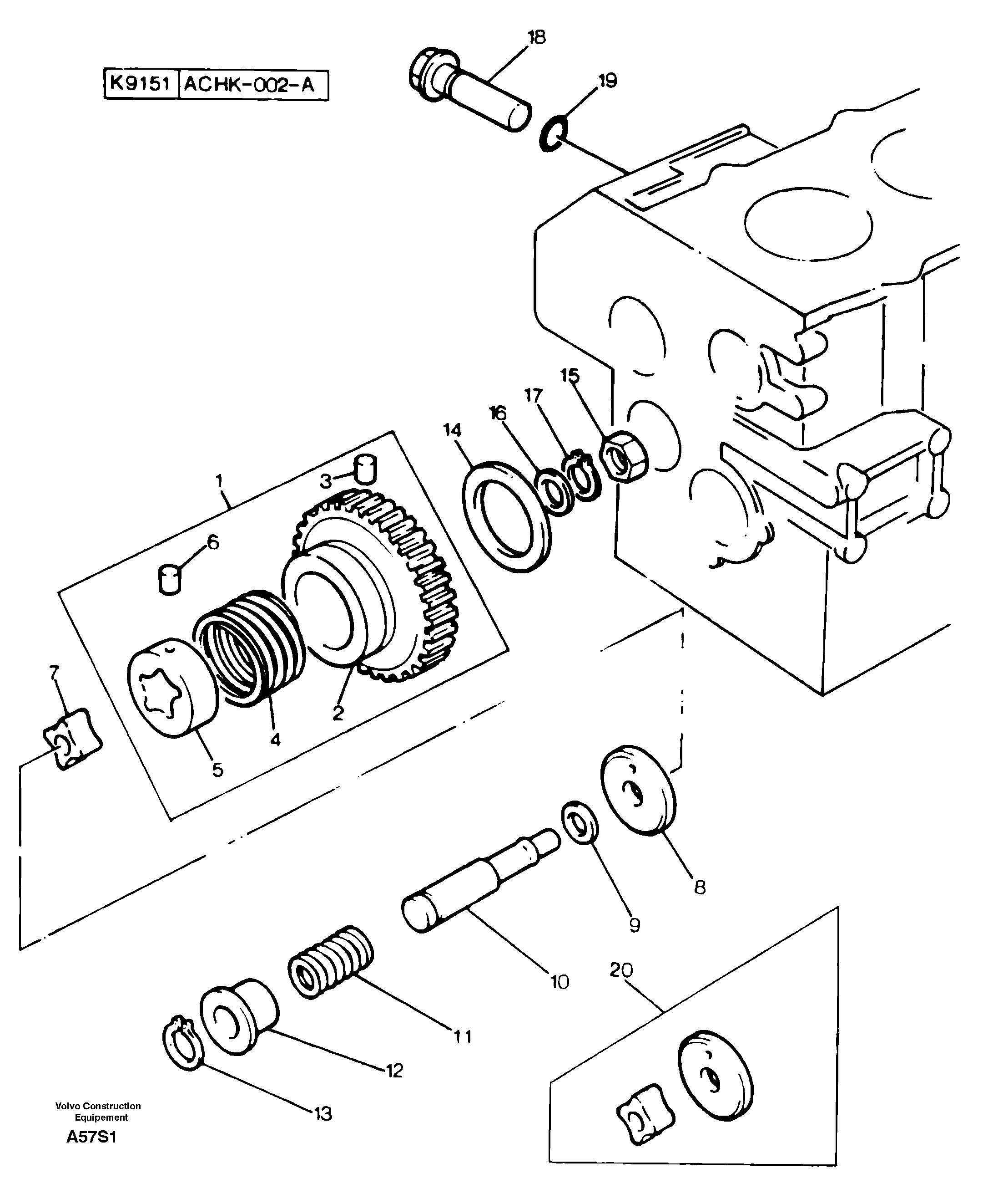 Схема запчастей Volvo EW50 - 11485 Lubrication oil pump and discharge valve EW50 TYPE 256
