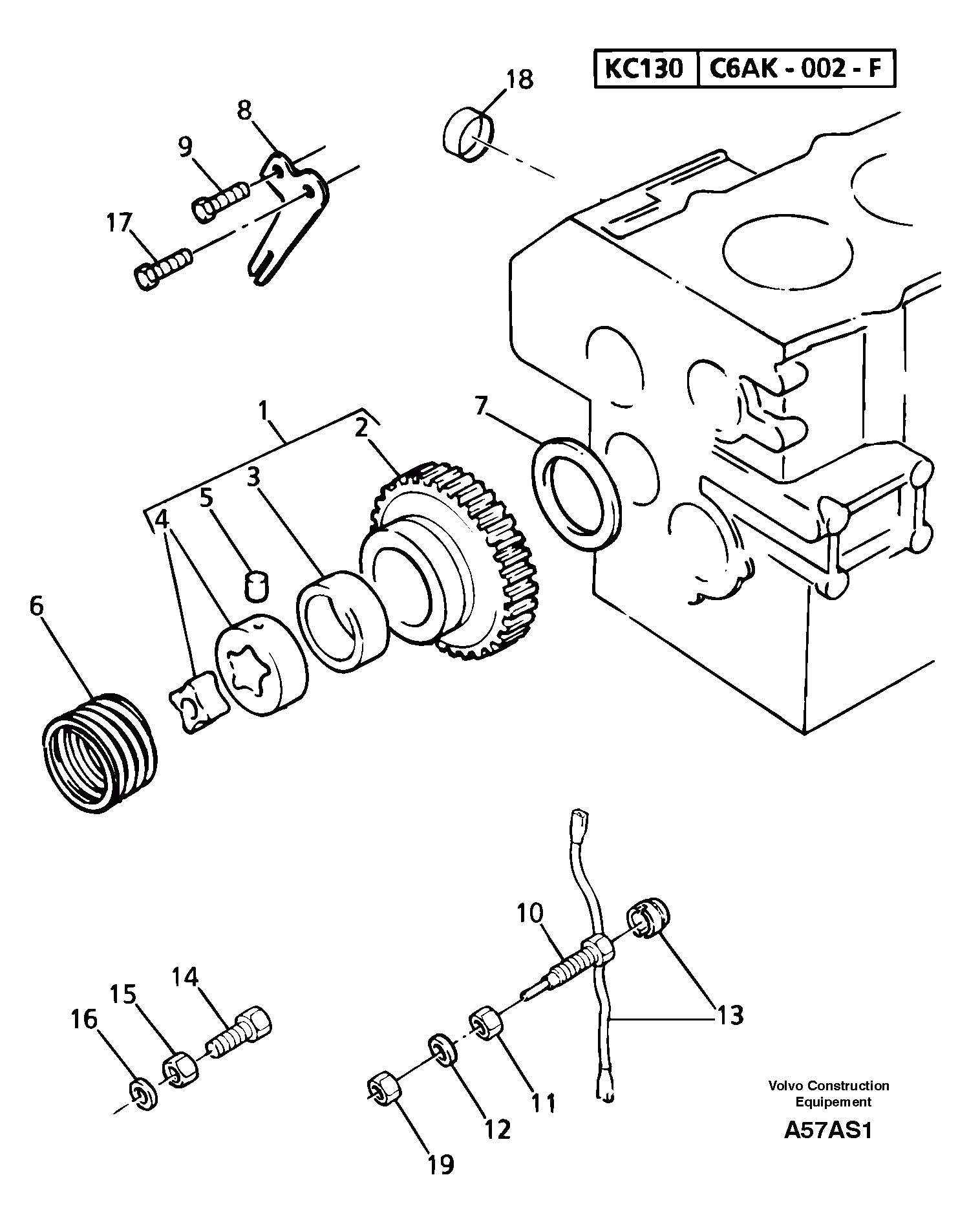Схема запчастей Volvo EW50 - 11486 Lubrication oil pump and discharge valve EW50 TYPE 256