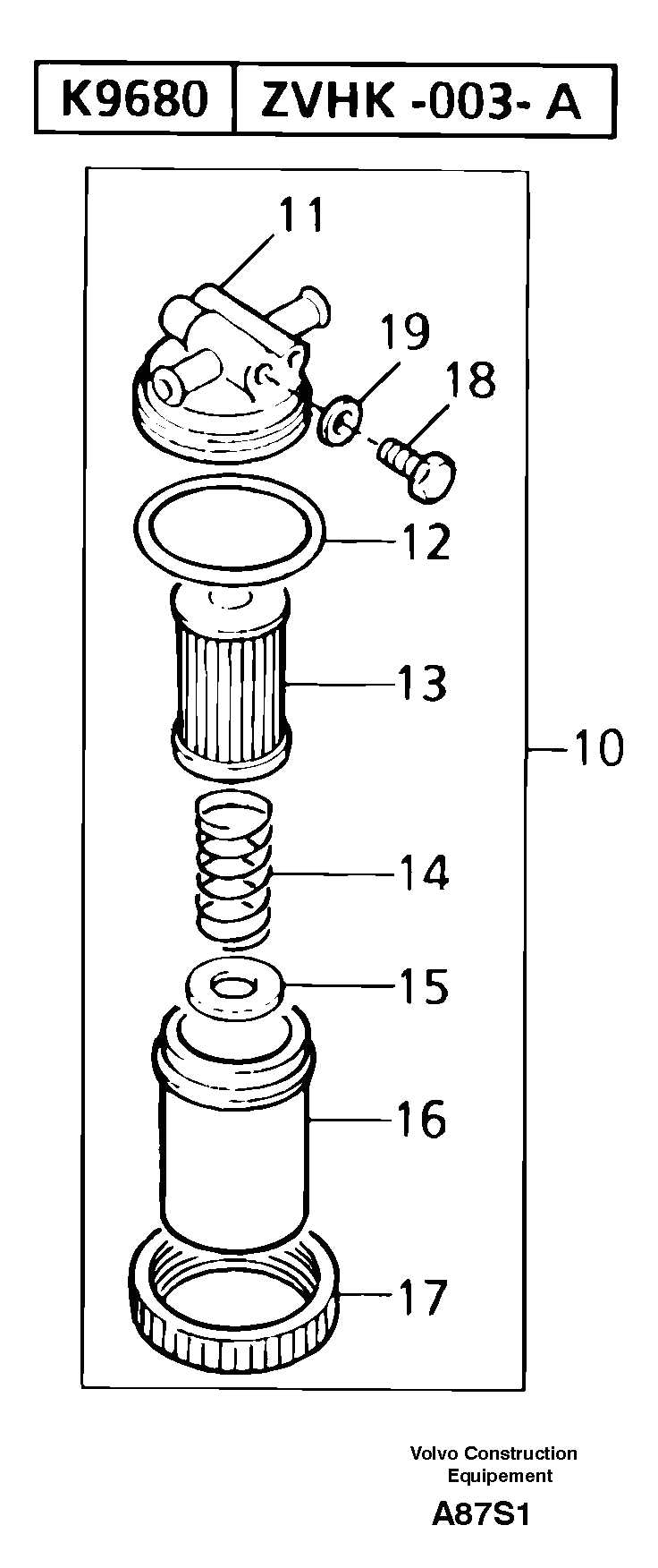 Схема запчастей Volvo EW50 - 11491 Sediment bowl EW50 TYPE 256